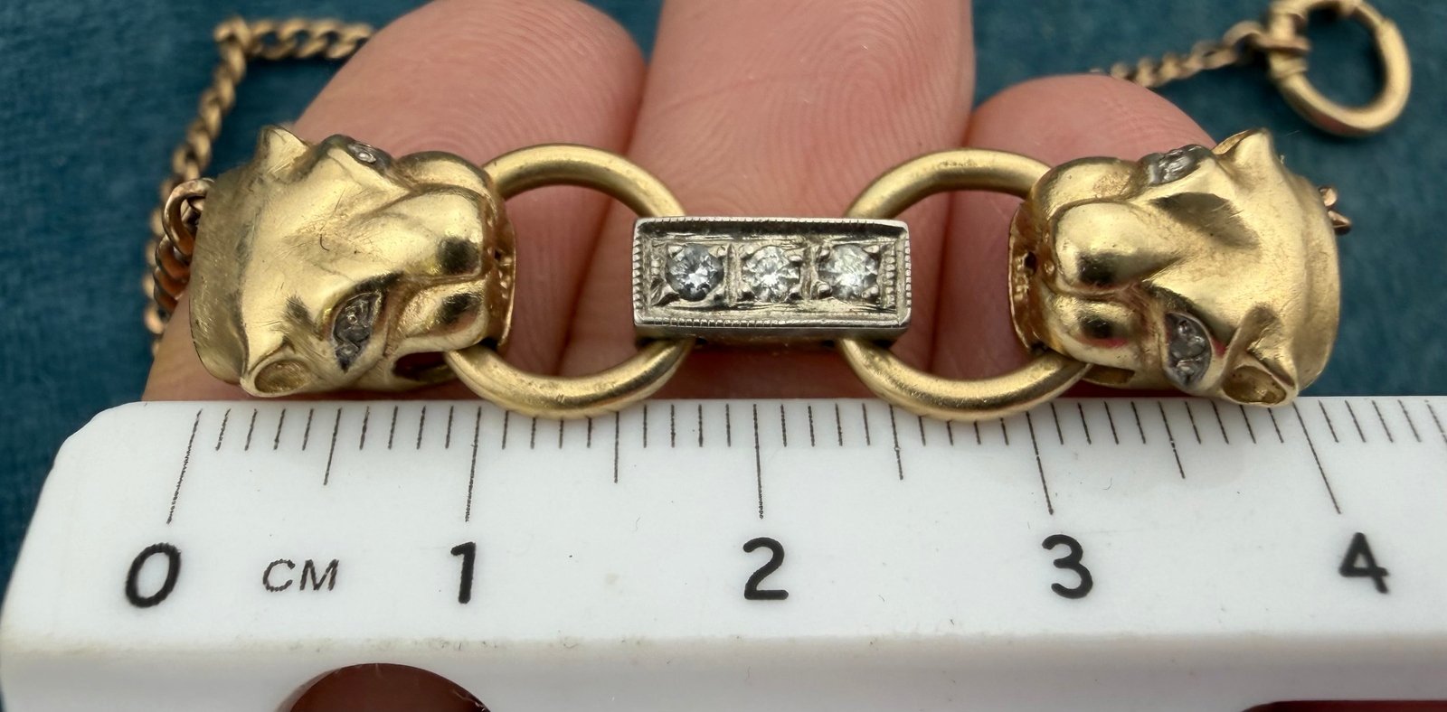 18k Gold Diamond Double Panther Necklace with 10k Chain. 12.5g *Video*