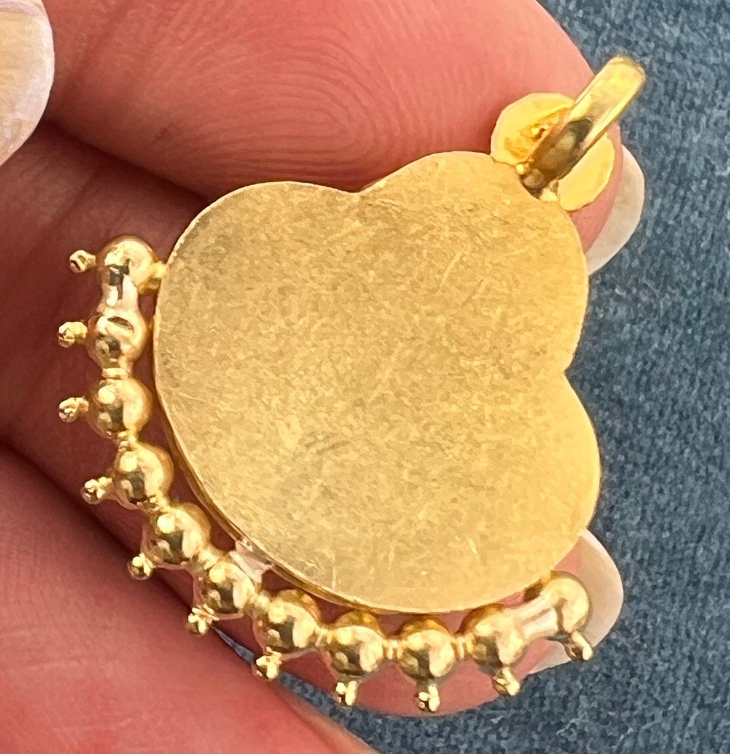 18k Gold Hindu LAKSHMI Prosperity Goddess Pendant w Ruby