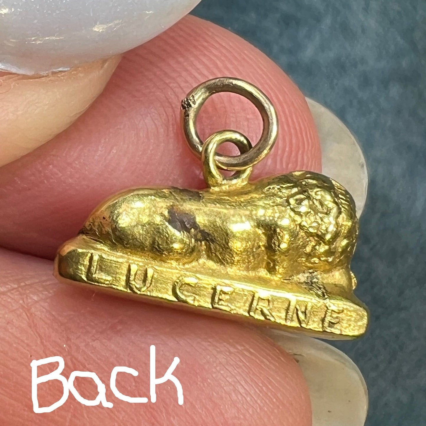 18k Gold Lion of Lucerne Pendant. Swiss Memorial of French Revolution