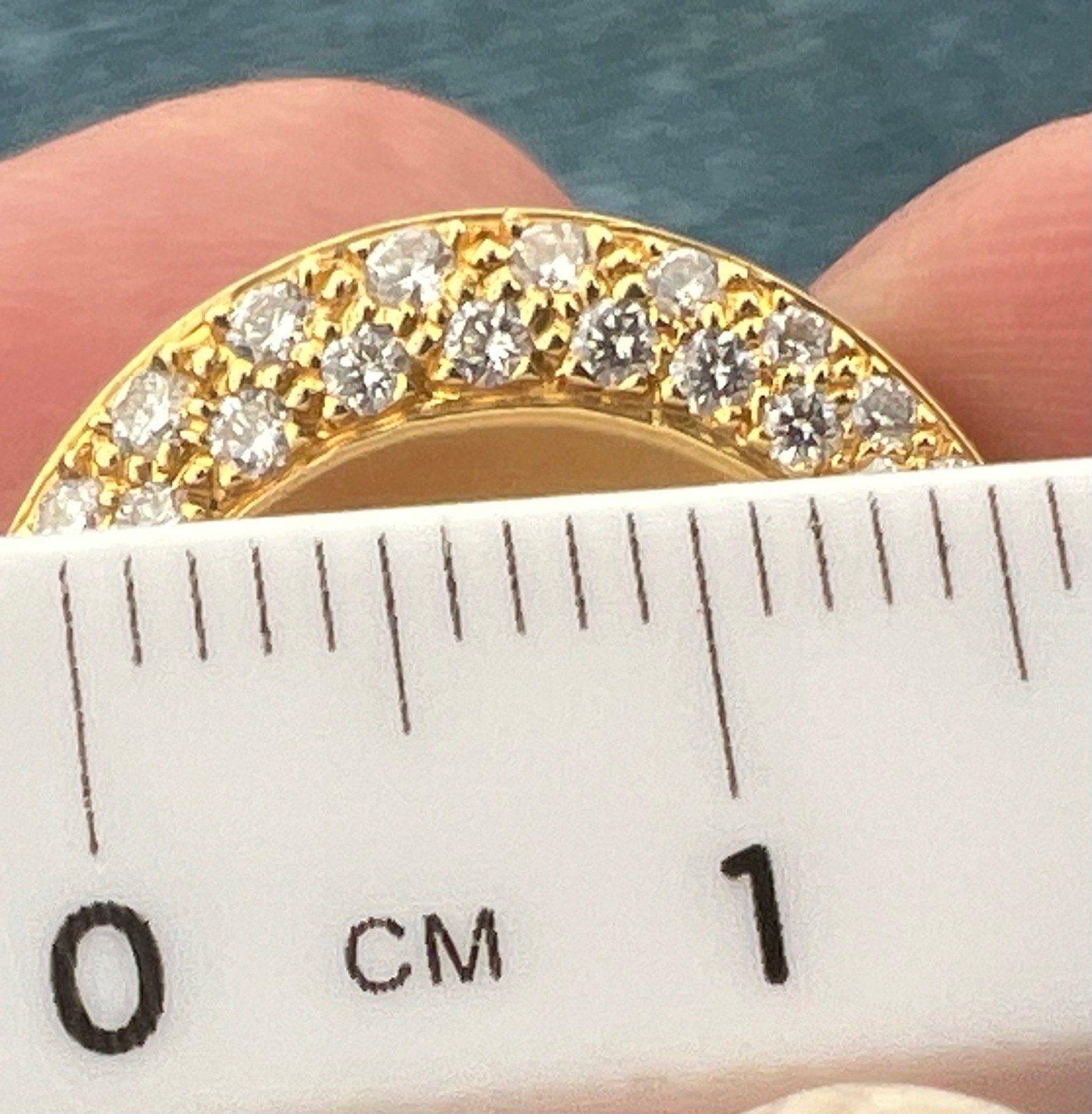 18k Gold MOVADO Diamond Crescent Moon Circle Slide Pendant