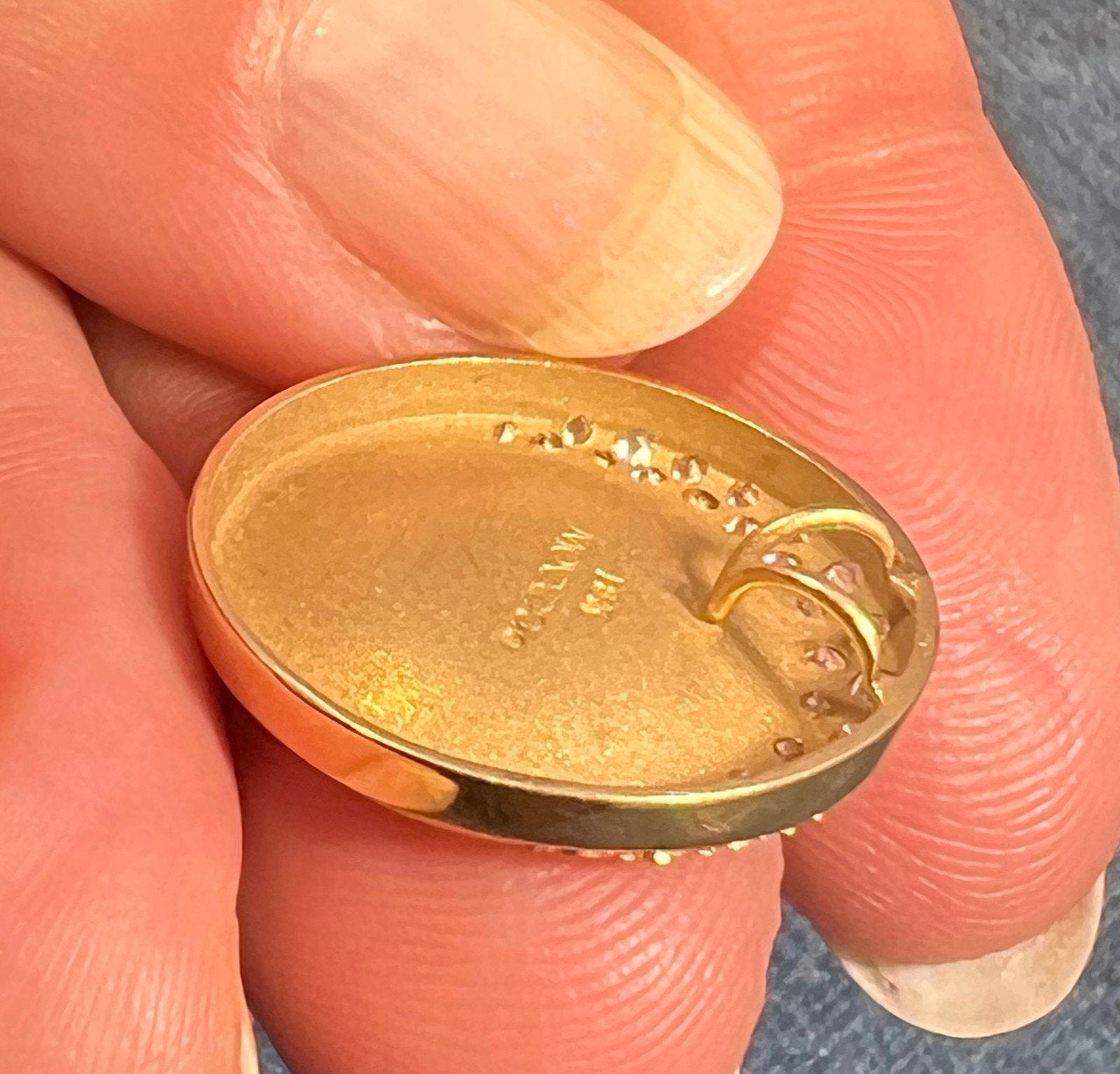 18k Gold MOVADO Diamond Crescent Moon Circle Slide Pendant