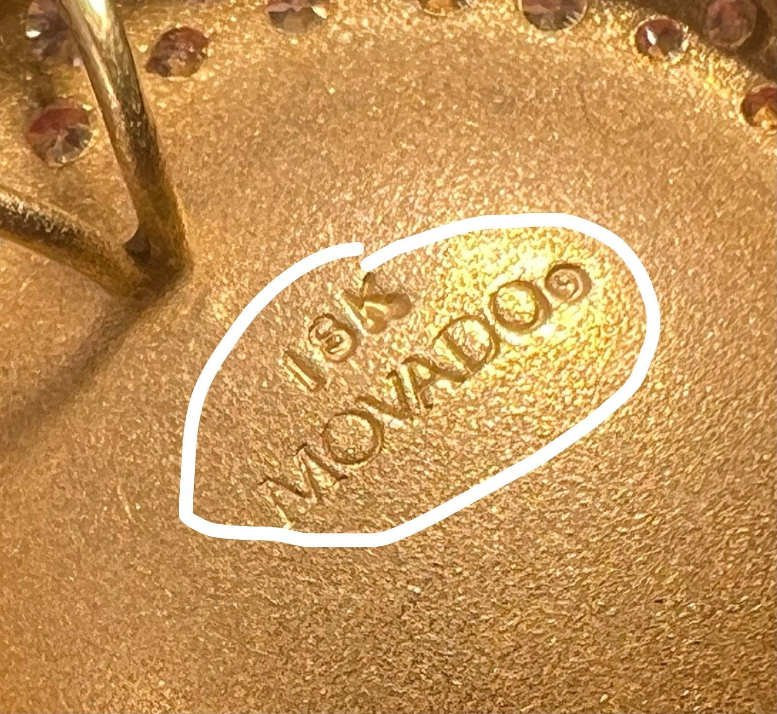 18k Gold MOVADO Diamond Crescent Moon Circle Slide Pendant