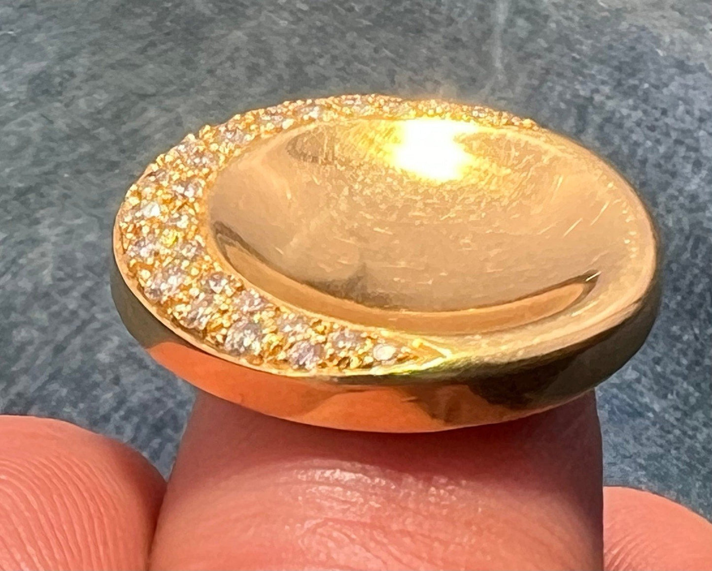 18k Gold MOVADO Diamond Crescent Moon Circle Slide Pendant