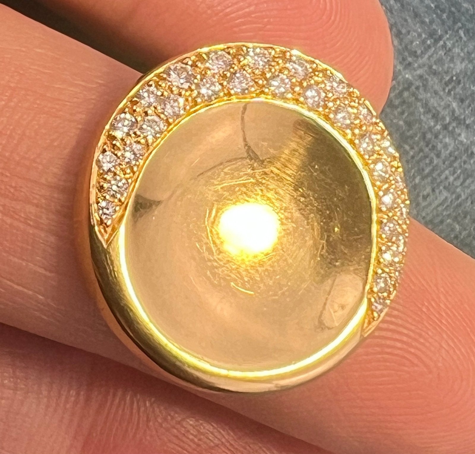 18k Gold MOVADO Diamond Crescent Moon Circle Slide Pendant