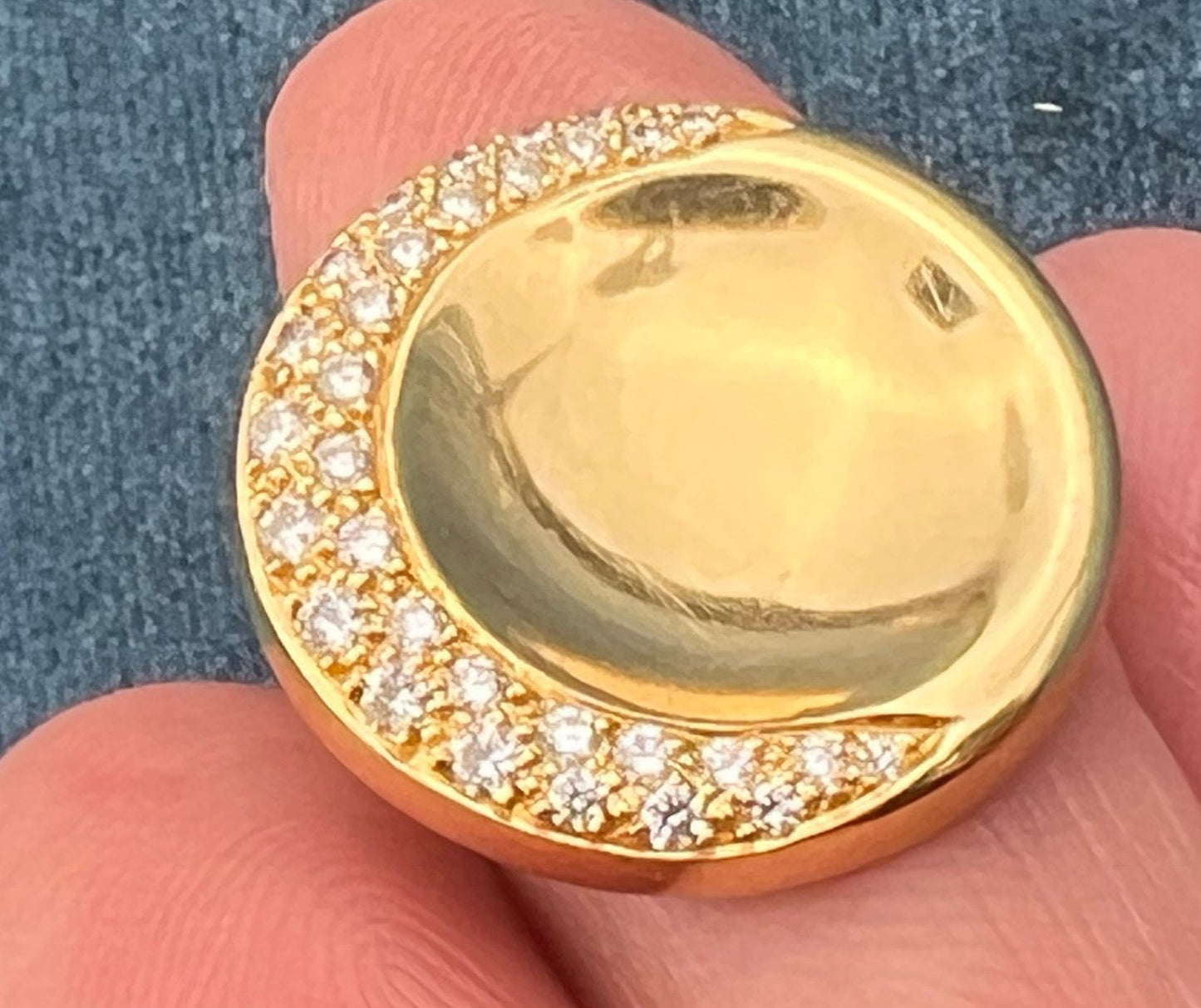 18k Gold MOVADO Diamond Crescent Moon Circle Slide Pendant