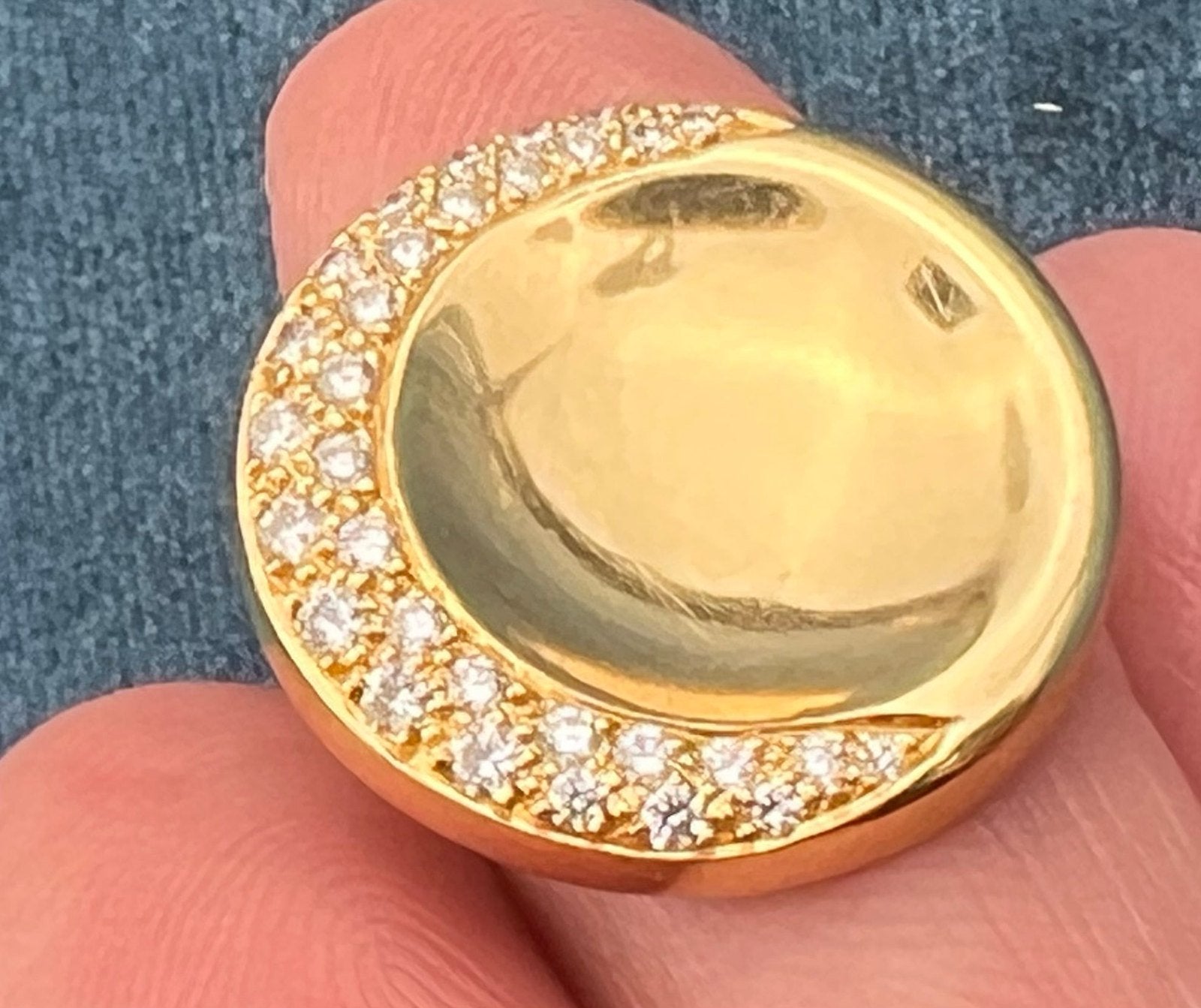 18k Gold MOVADO Diamond Crescent Moon Circle Slide Pendant