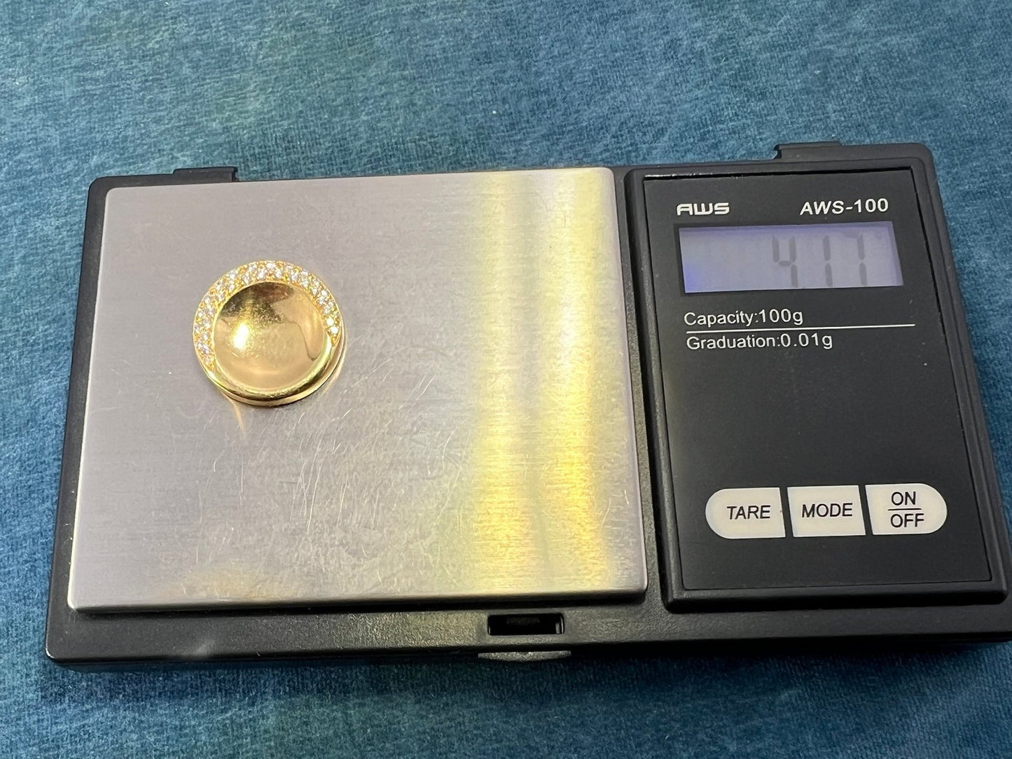 18k Gold MOVADO Diamond Crescent Moon Circle Slide Pendant