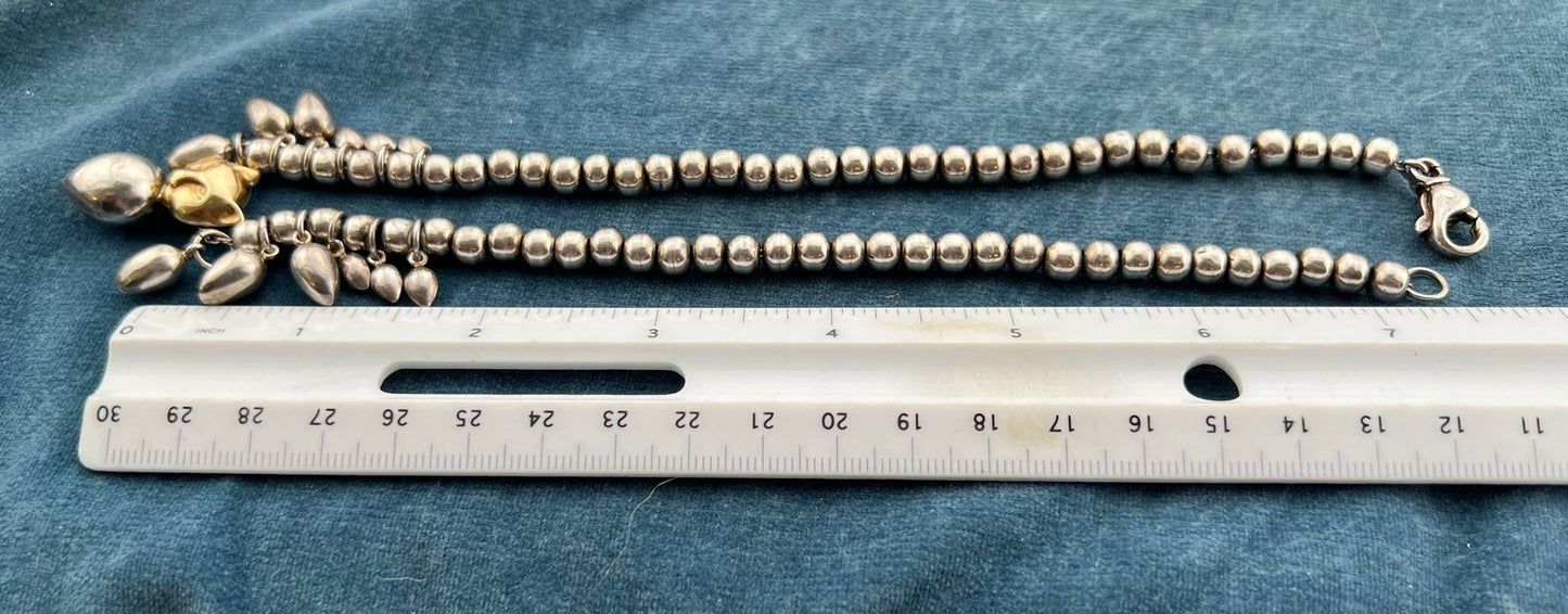 18k Gold Panther Tiger Cat Pendant & 925 Sterling Silver Necklace. 30g