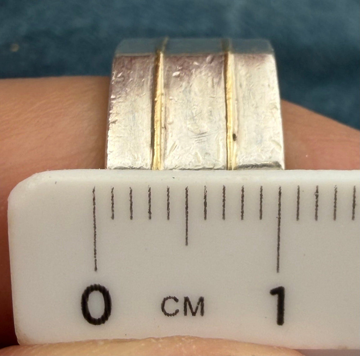 18k Gold + Silver Wide Geometric Modern Cigar Band Ring. 11mm + 8g