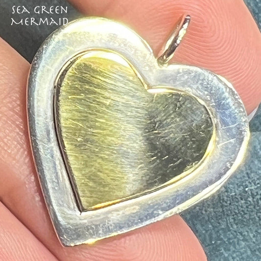 18k Gold + Sterling Heart Pendant *Famous Designer*