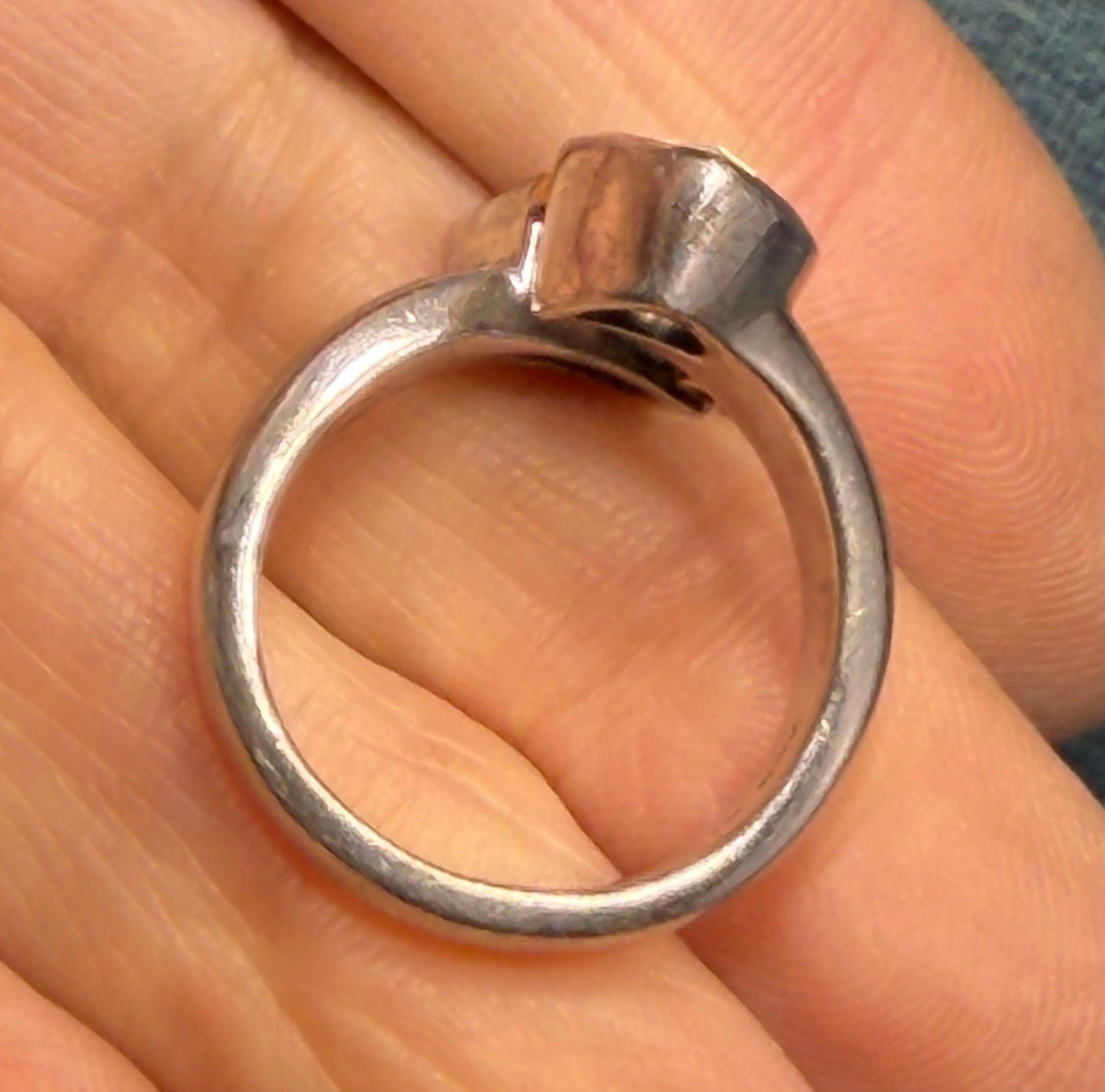 18k Gold + Sterling Silver 2 Aquamarine Ring w Champagne Diamonds. 10g + 3/4"