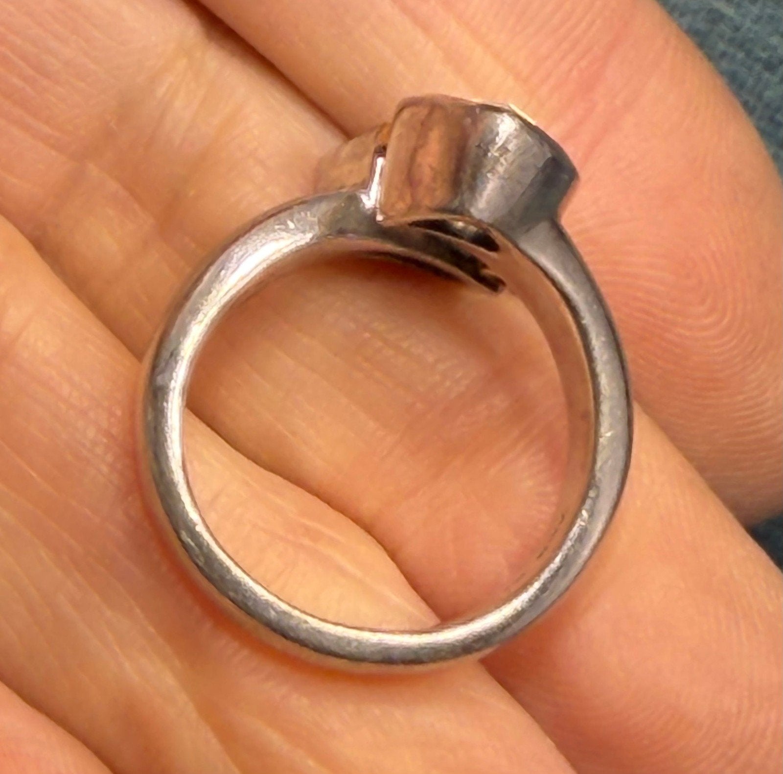 18k Gold + Sterling Silver 2 Aquamarine Ring w Champagne Diamonds. 10g + 3/4"