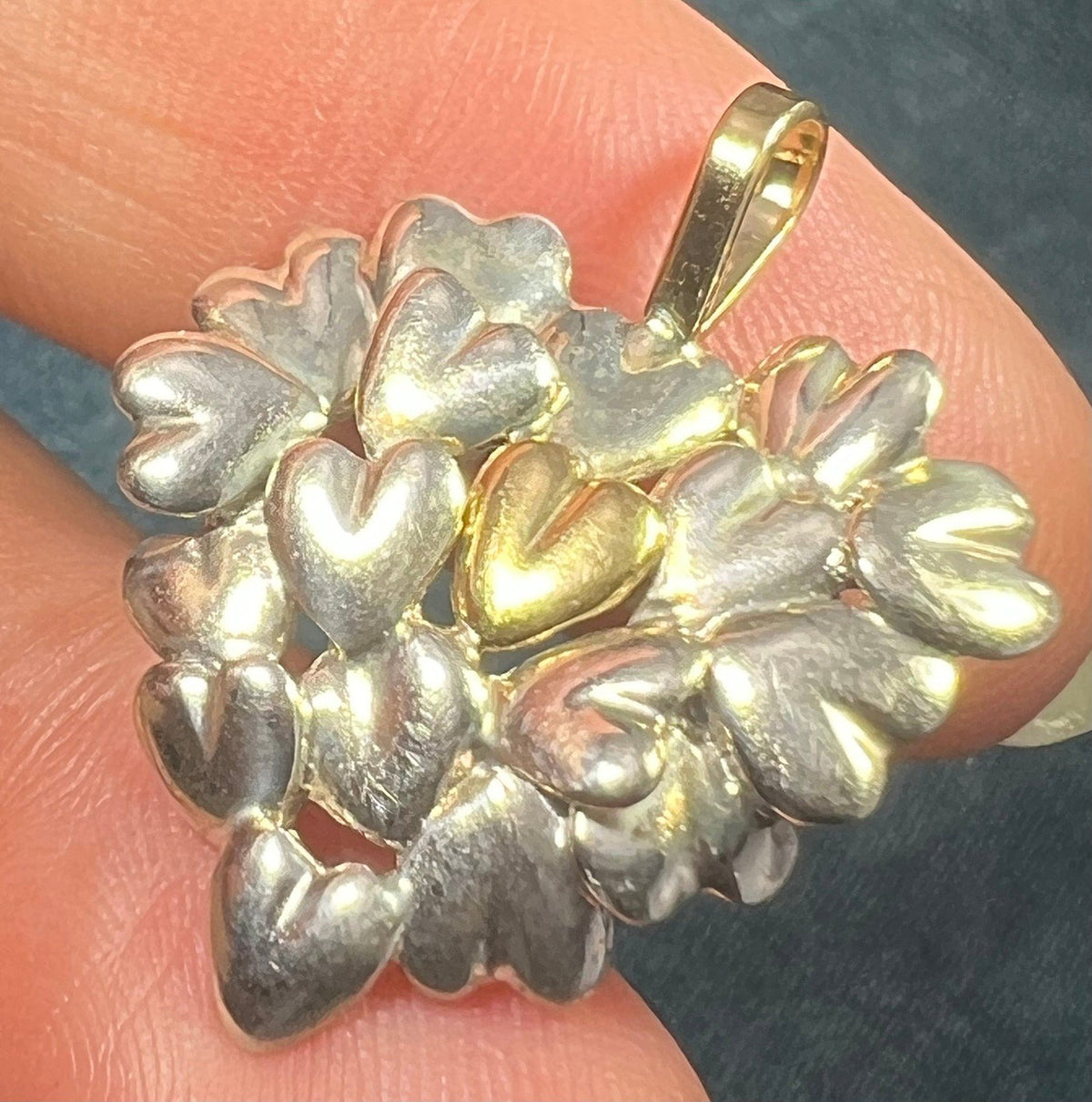 18k + Silver MOVADO Many Hearts Pendant. 1"