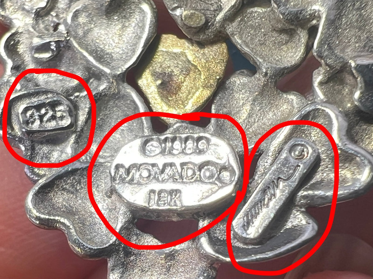 18k + Silver MOVADO Many Hearts Pendant. 1"
