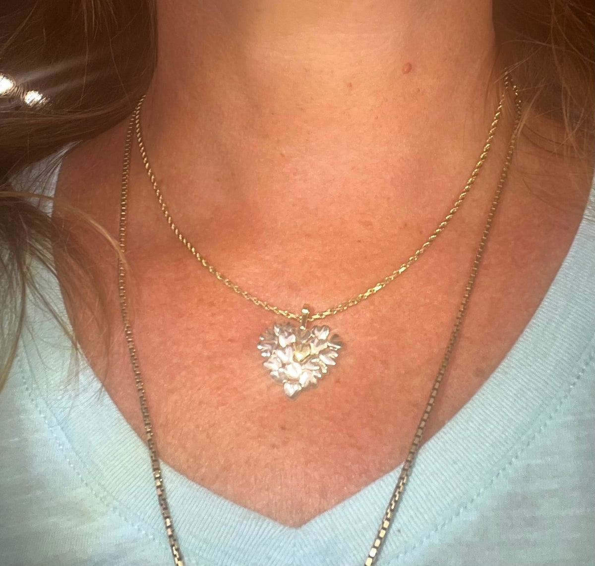 18k + Silver MOVADO Many Hearts Pendant. 1"
