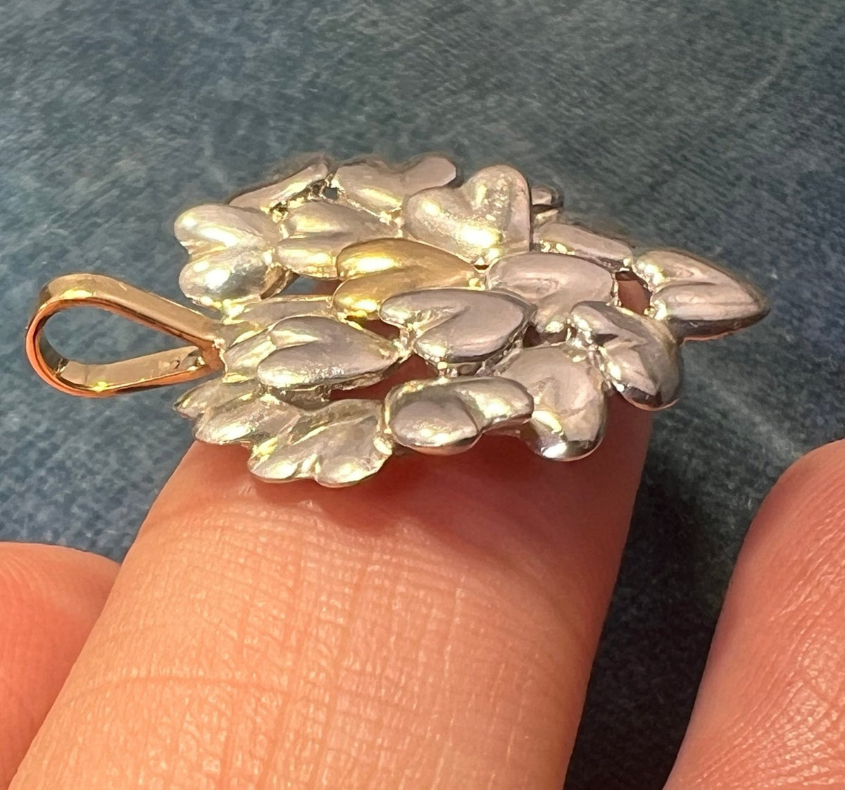 18k + Silver MOVADO Many Hearts Pendant. 1"