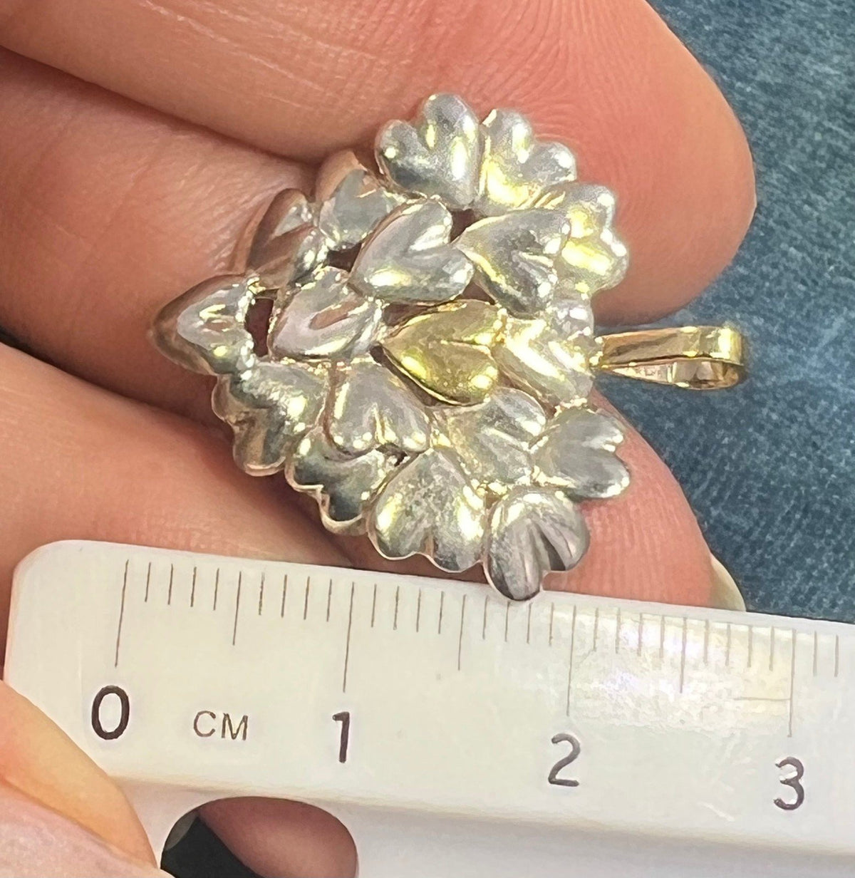 18k + Silver MOVADO Many Hearts Pendant. 1"