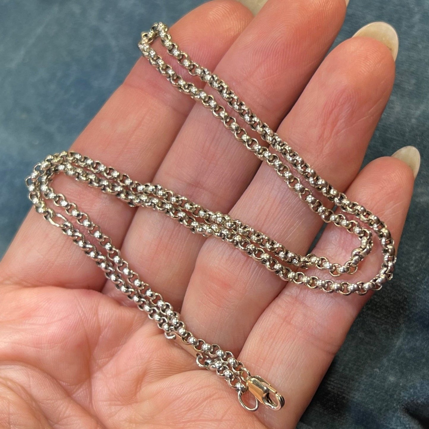 18k White Gold Rolo Chain Necklace. 5g + 17"