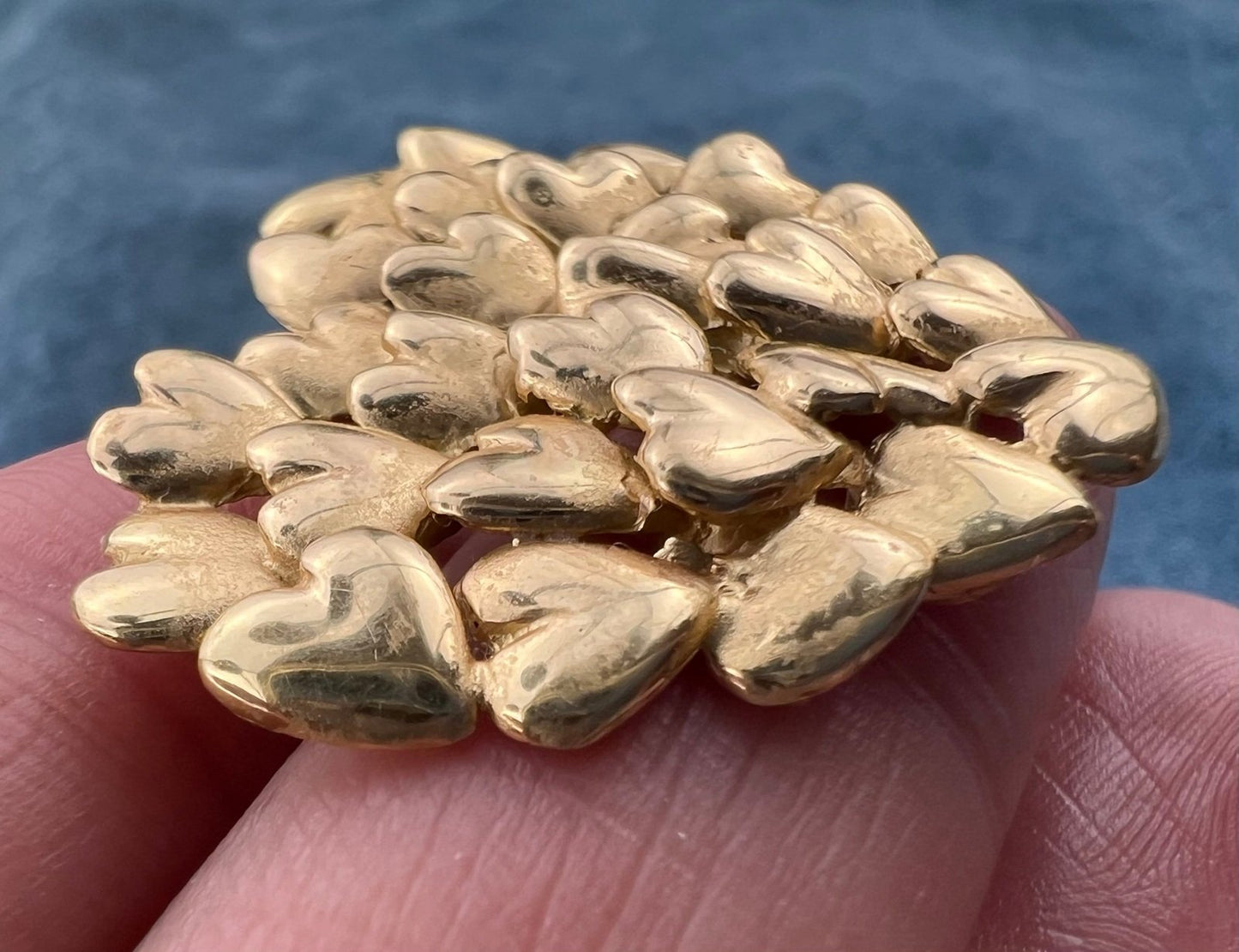 18k Yellow Gold MOVADO "Full Heart" Pendant. Large 1" + 7g