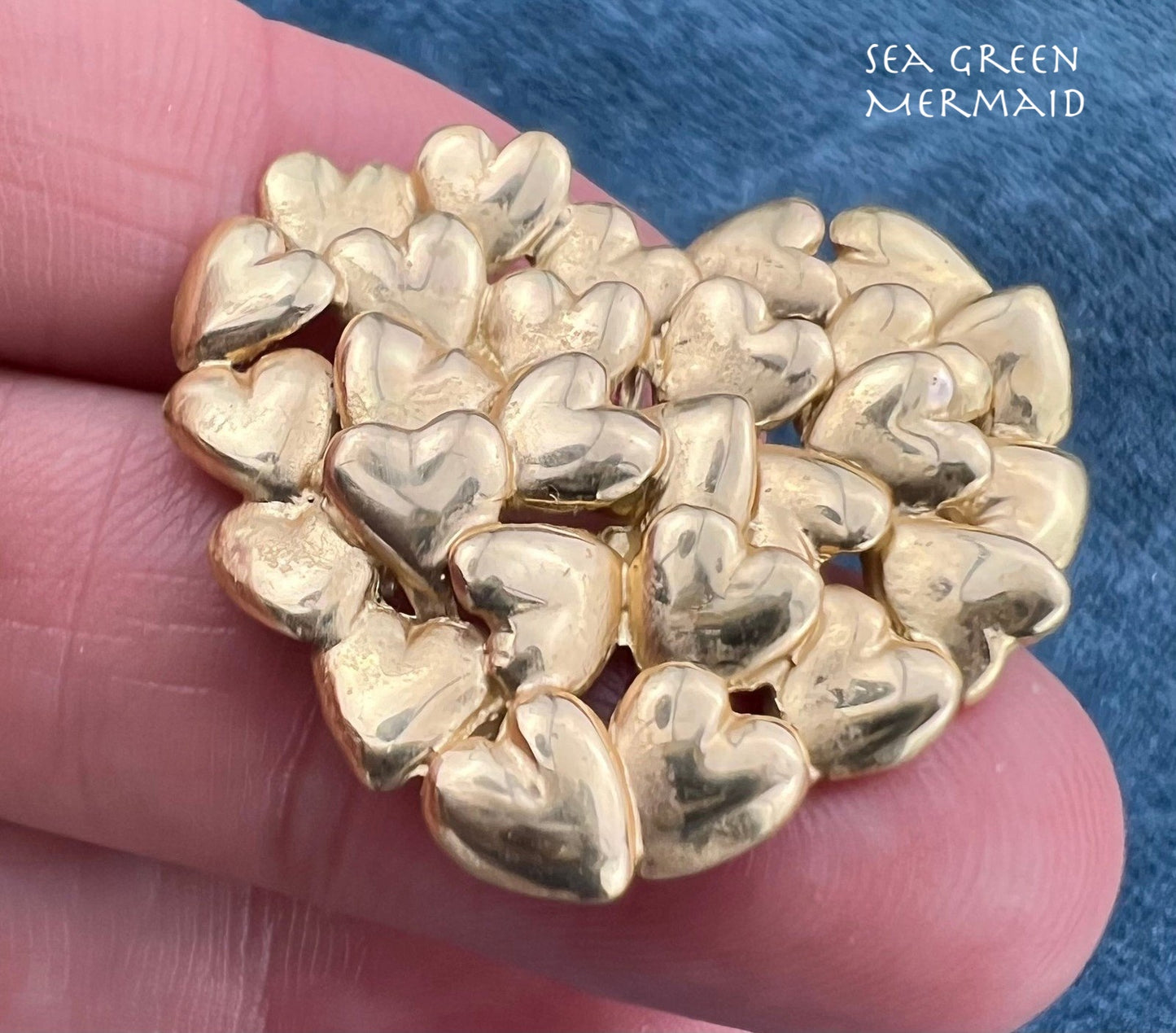 18k Yellow Gold MOVADO "Full Heart" Pendant. Large 1" + 7g