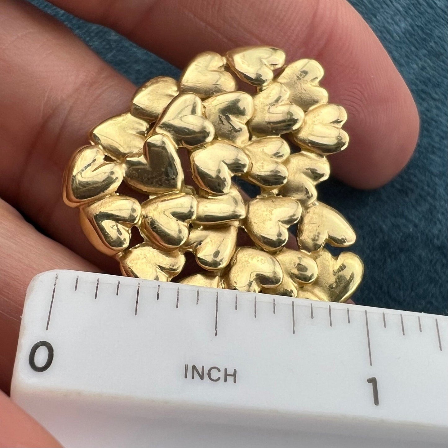 18k Yellow Gold MOVADO "Full Heart" Pendant. Large 1" + 7g