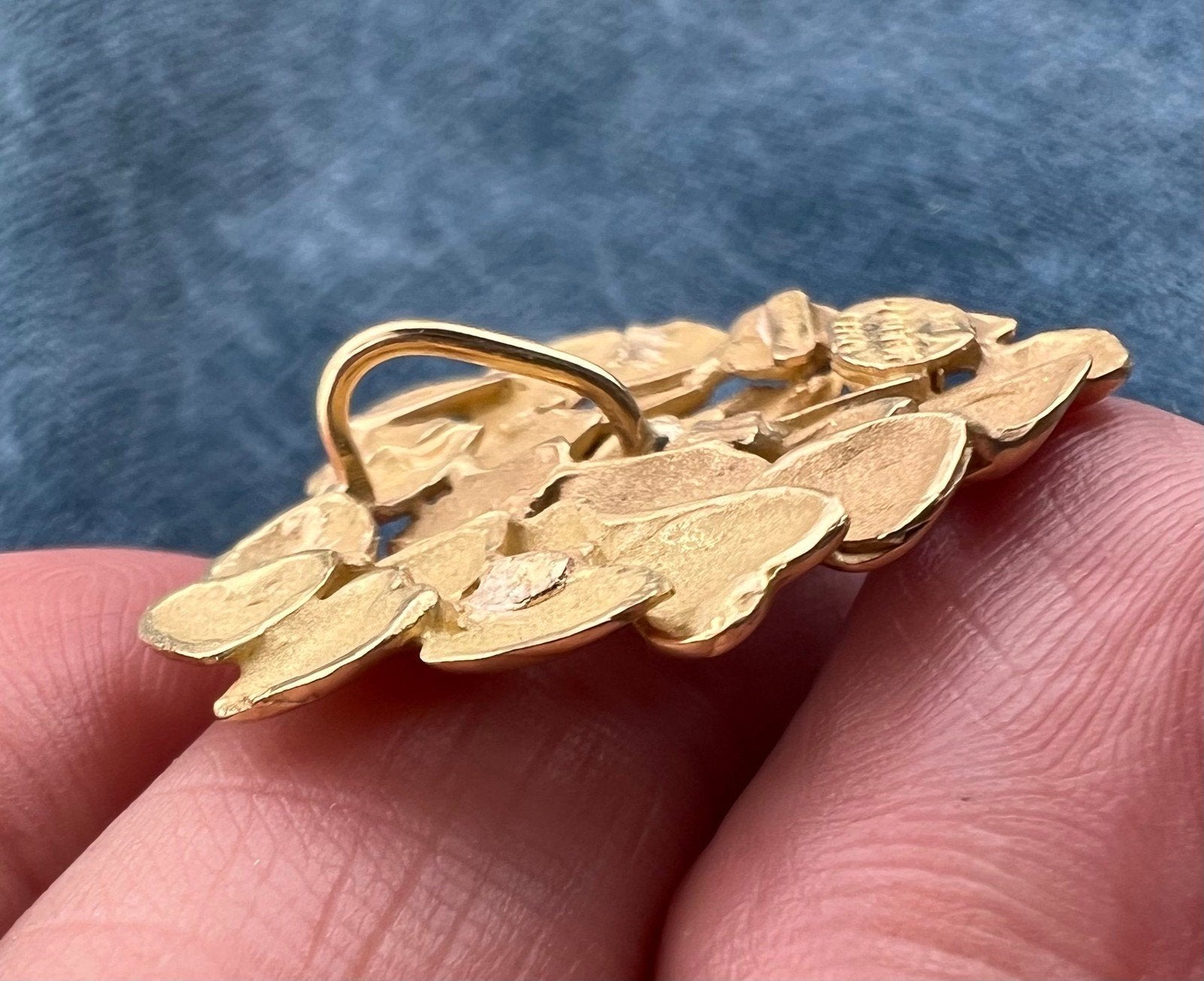 18k Yellow Gold MOVADO "Full Heart" Pendant. Large 1" + 7g