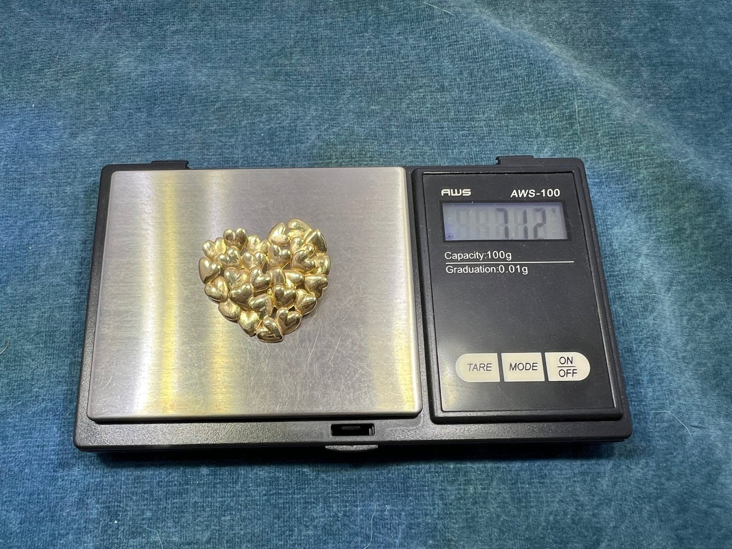 18k Yellow Gold MOVADO "Full Heart" Pendant. Large 1" + 7g