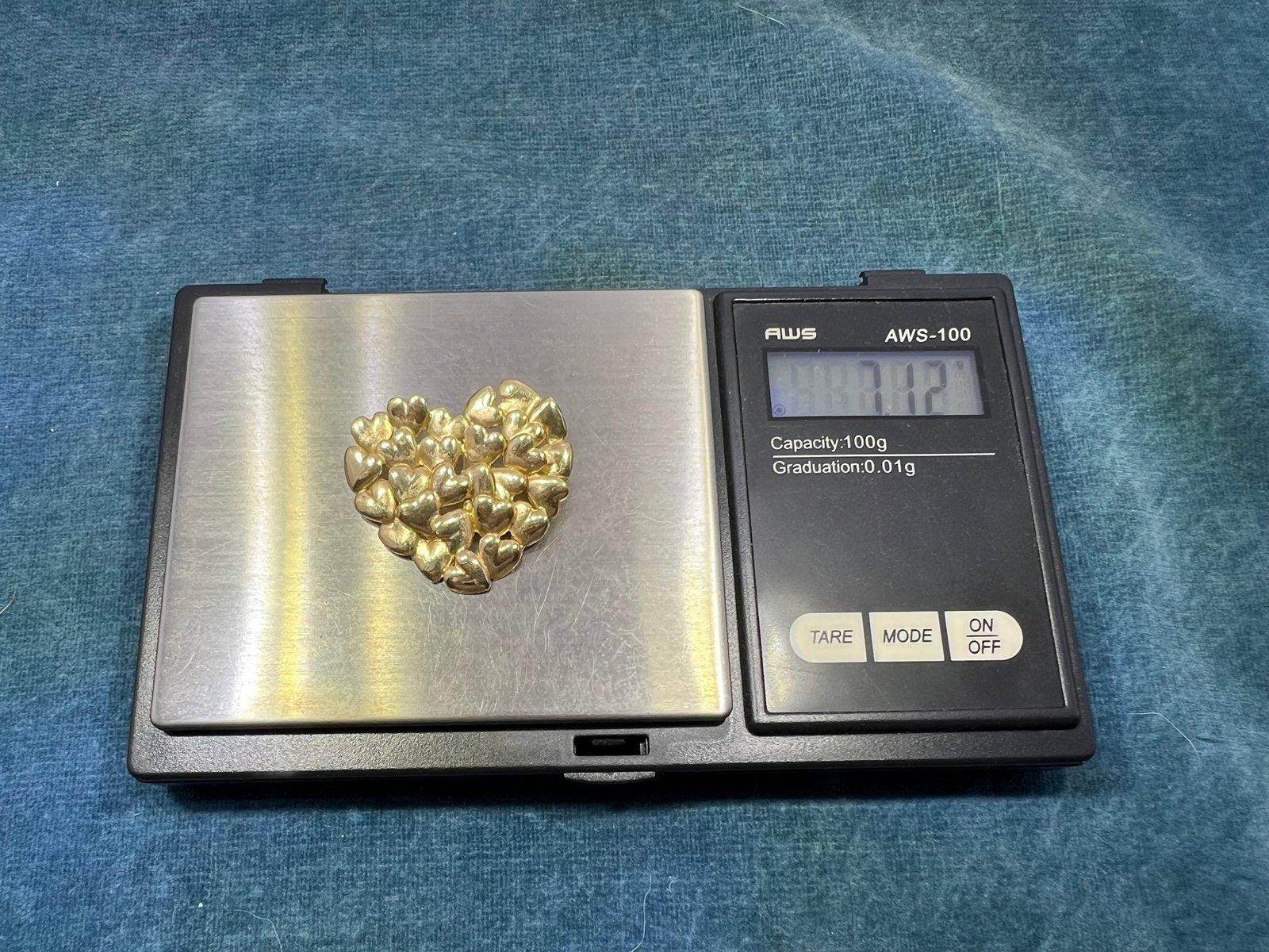 18k Yellow Gold MOVADO "Full Heart" Pendant. Large 1" + 7g