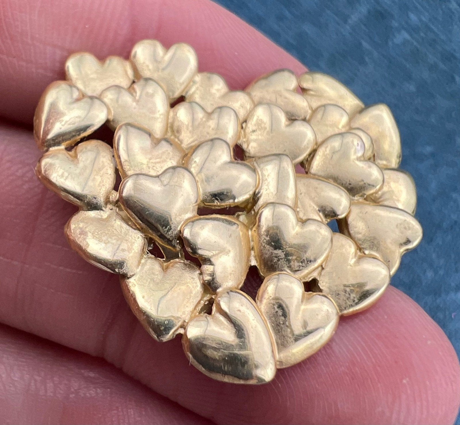 18k Yellow Gold MOVADO "Full Heart" Pendant. Large 1" + 7g