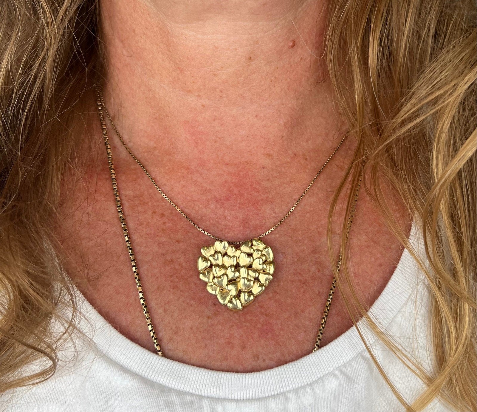 18k Yellow Gold MOVADO "Full Heart" Pendant. Large 1" + 7g