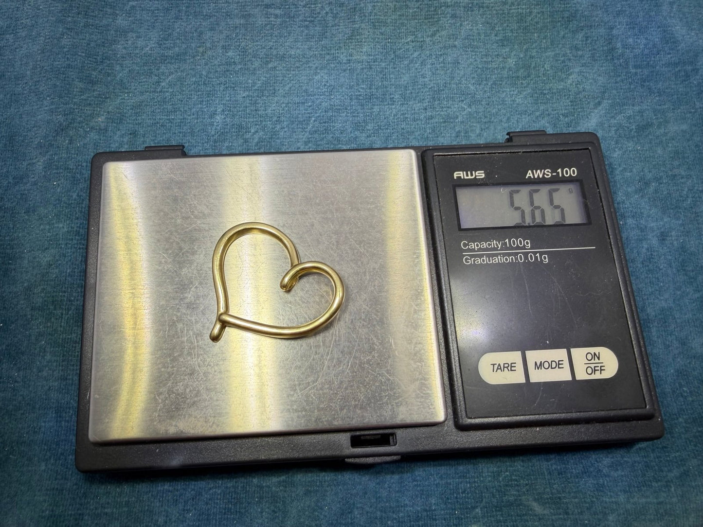 18k Yellow Gold PALOMA PICASSO Modern Heart Slide Pendant. 1" Large