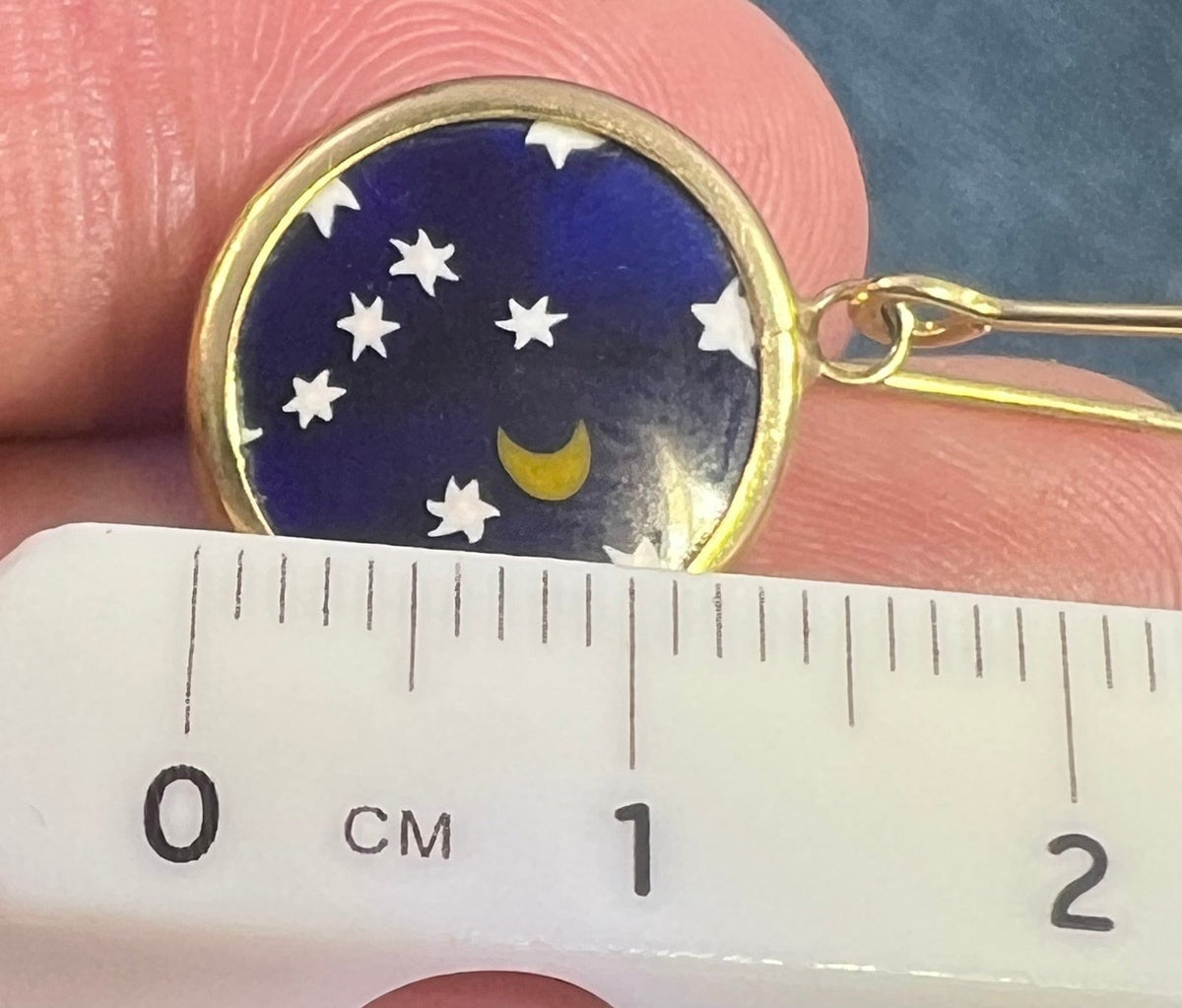 18k Yellow Gold Starry Night Murano Crescent Moon Glass Earrings