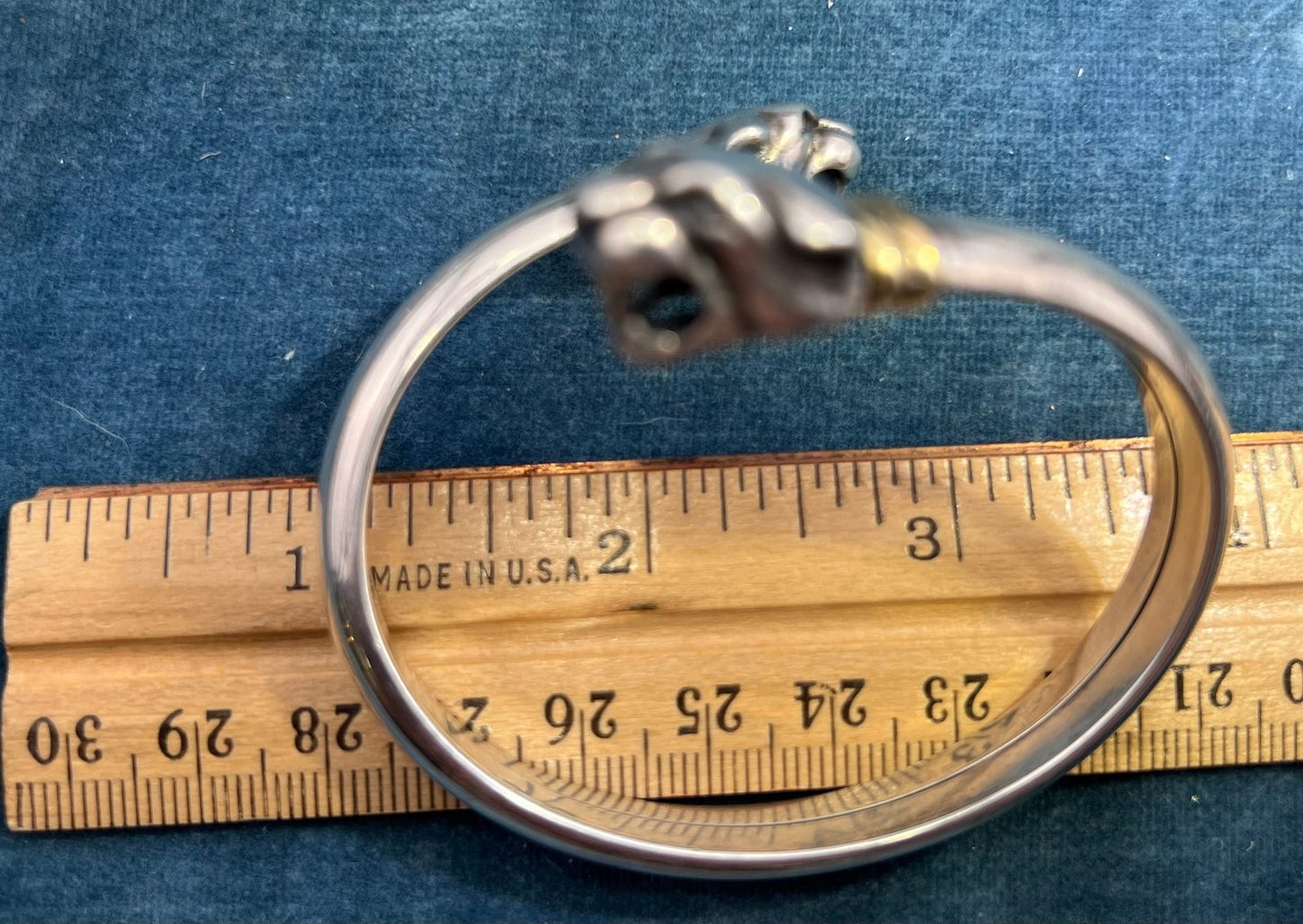 18k Yellow Gold & Sterling Silver 2 LEOPARD Wrap Bracelet. 22g