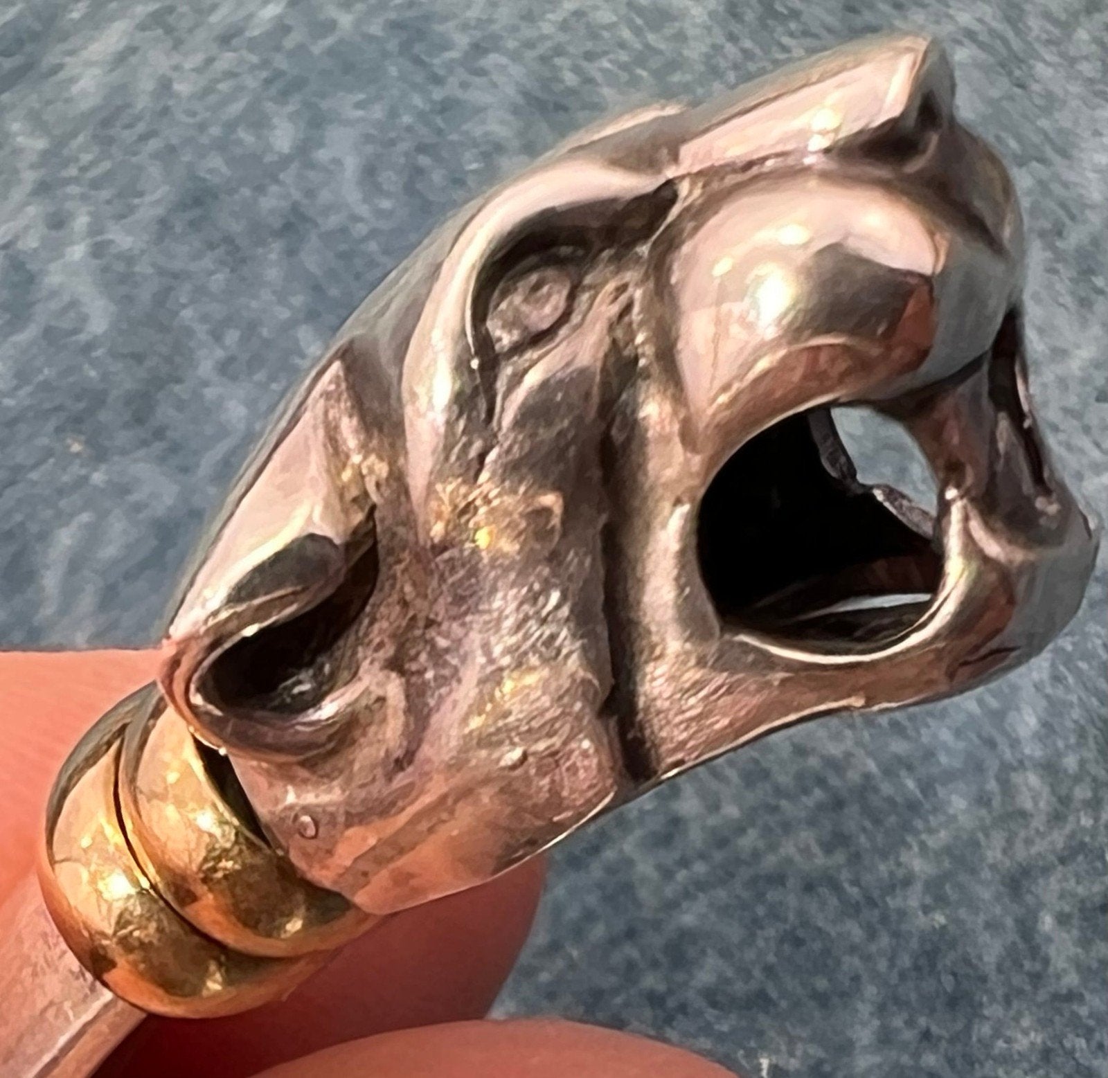 18k Yellow Gold & Sterling Silver 2 LEOPARD Wrap Bracelet. 22g