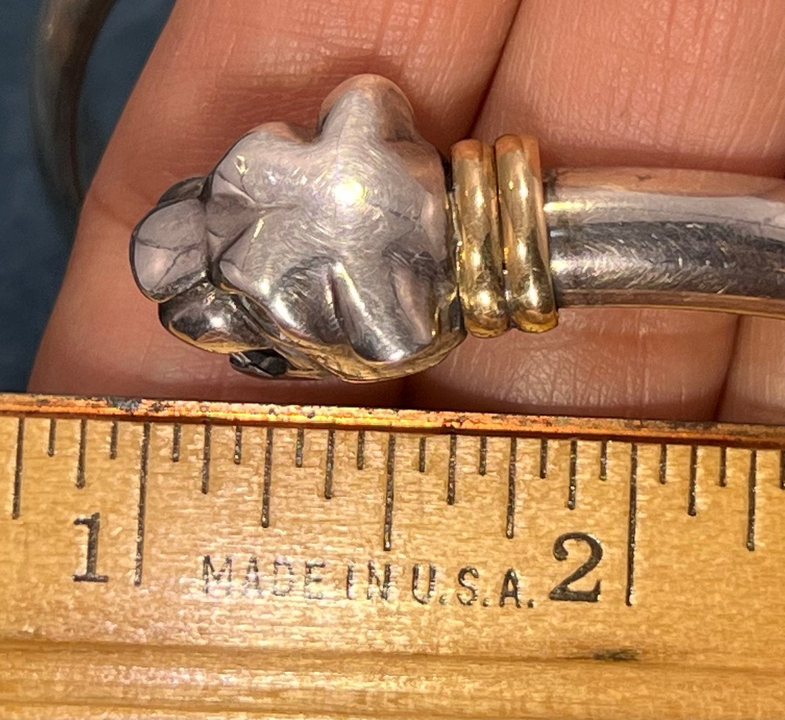 18k Yellow Gold & Sterling Silver 2 LEOPARD Wrap Bracelet. 22g