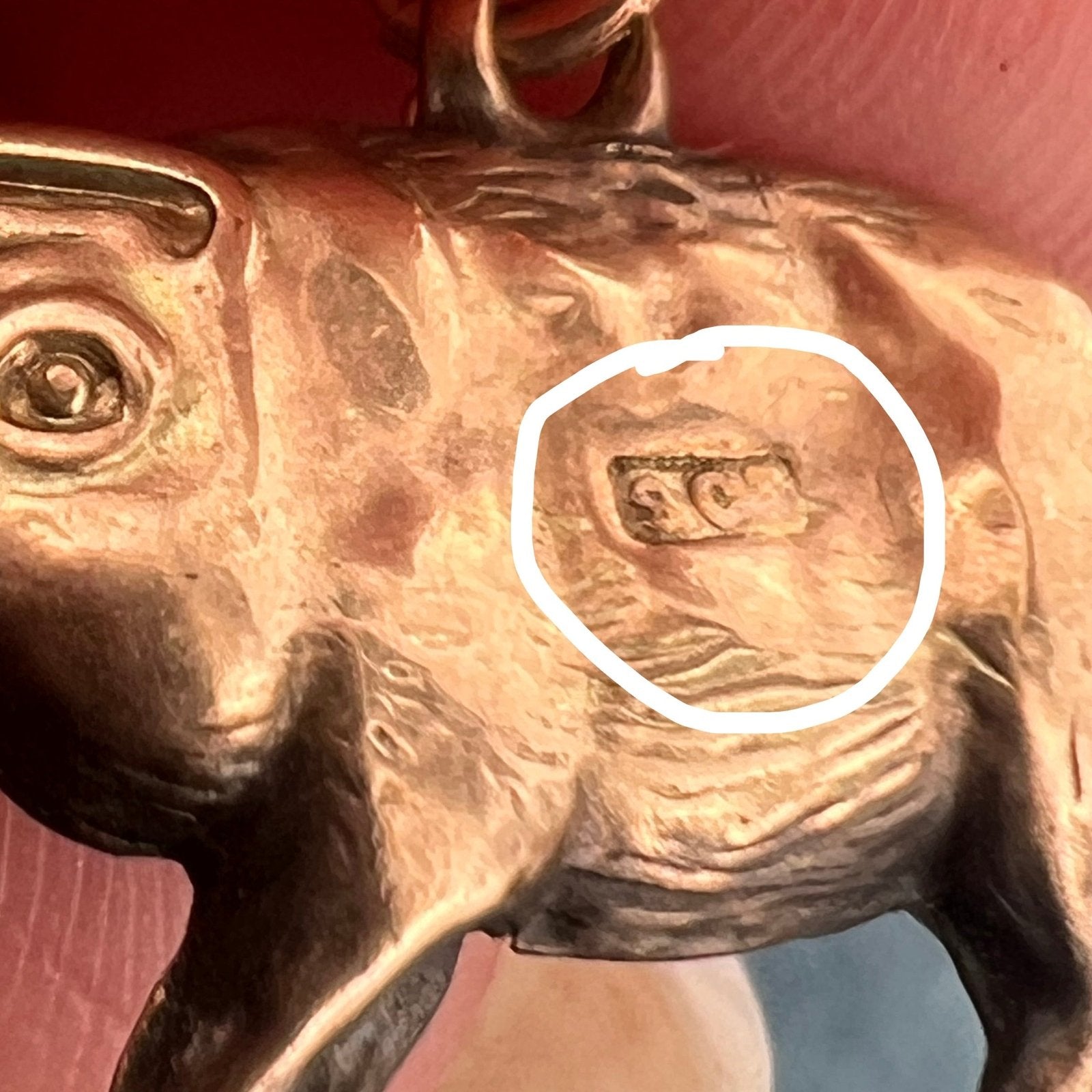 9 - 10k Yellow Gold Antique Pig or Piglet Charm Pendant