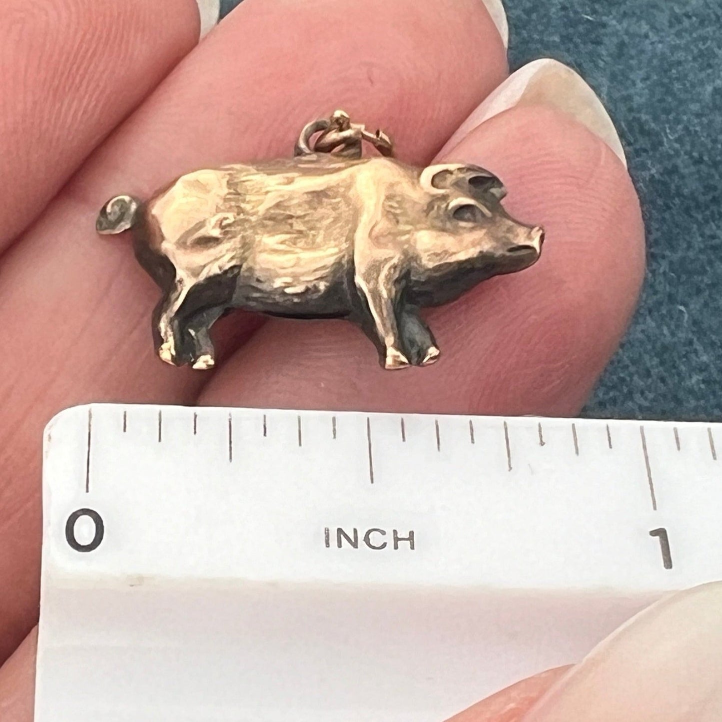 9 - 10k Yellow Gold Antique Pig or Piglet Charm Pendant