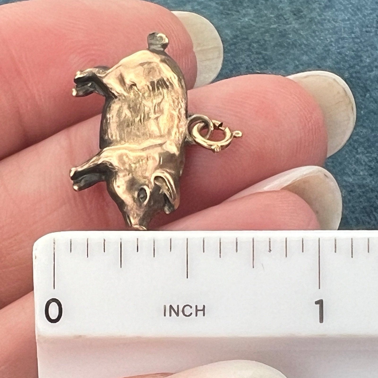 9 - 10k Yellow Gold Antique Pig or Piglet Charm Pendant