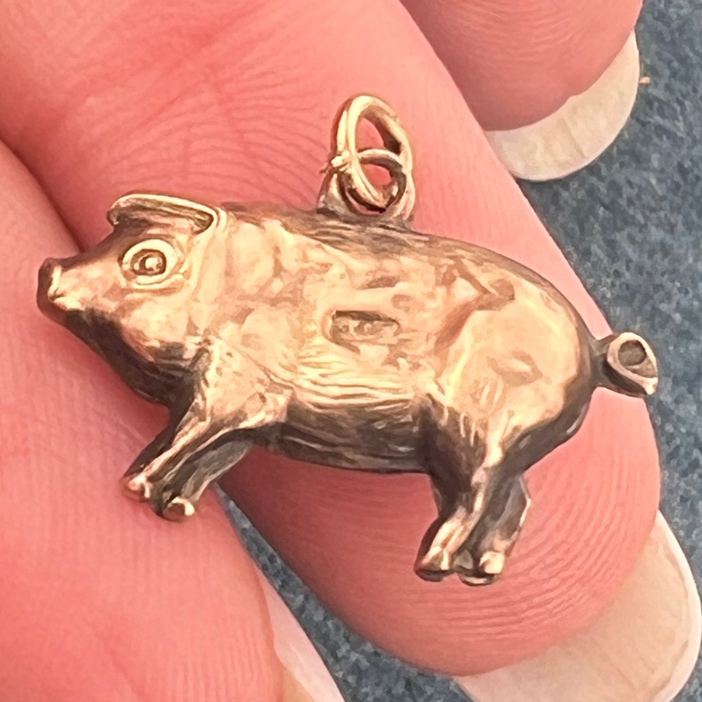 9 - 10k Yellow Gold Antique Pig or Piglet Charm Pendant