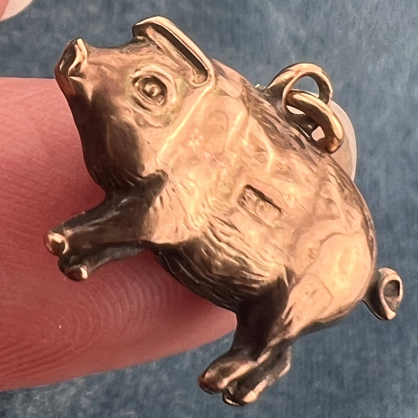 9 - 10k Yellow Gold Antique Pig or Piglet Charm Pendant