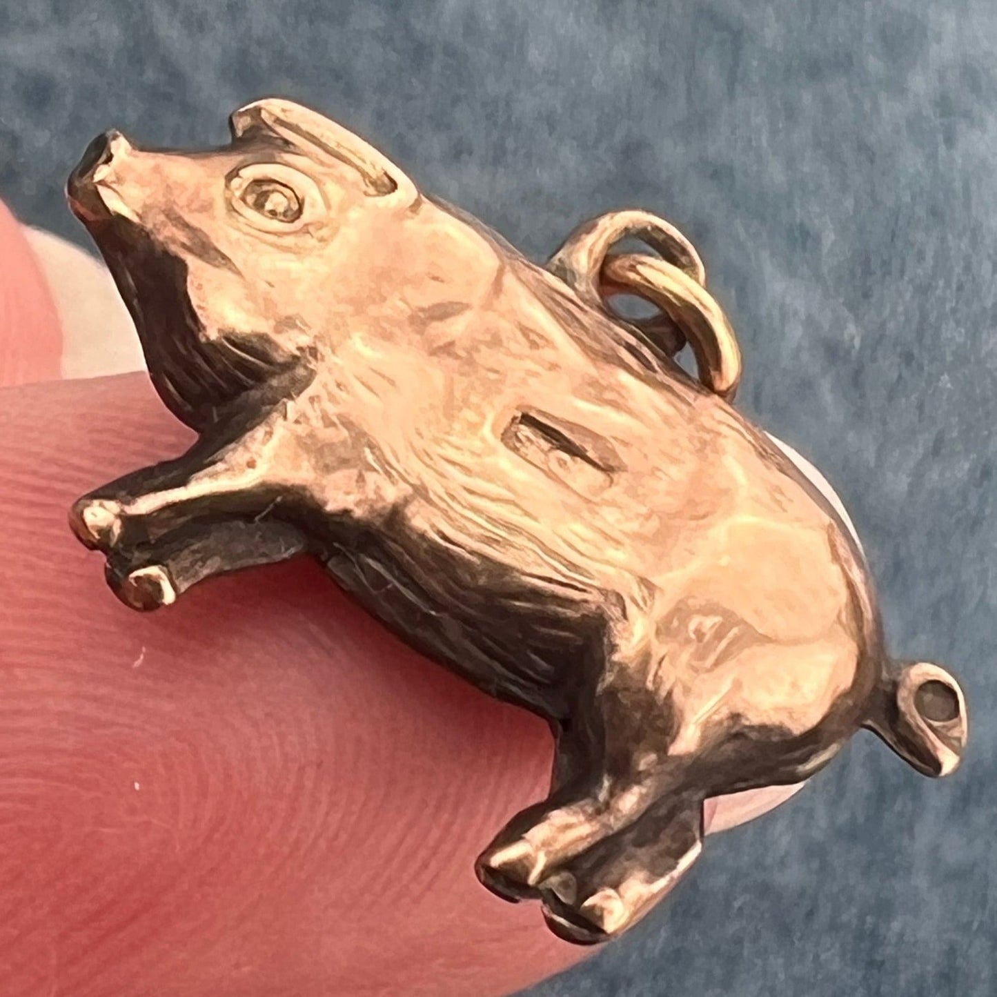 9 - 10k Yellow Gold Antique Pig or Piglet Charm Pendant