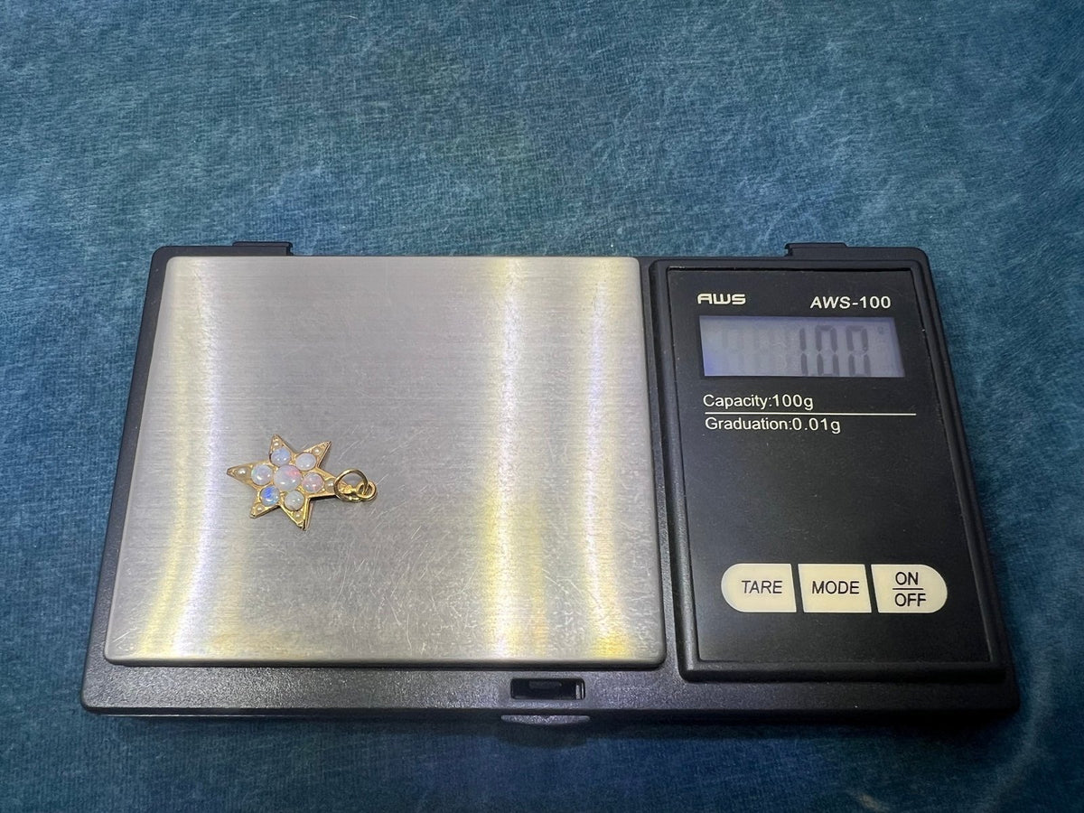 9k - 10k Gold Australian Opal Star Starburst Pendant *Video*