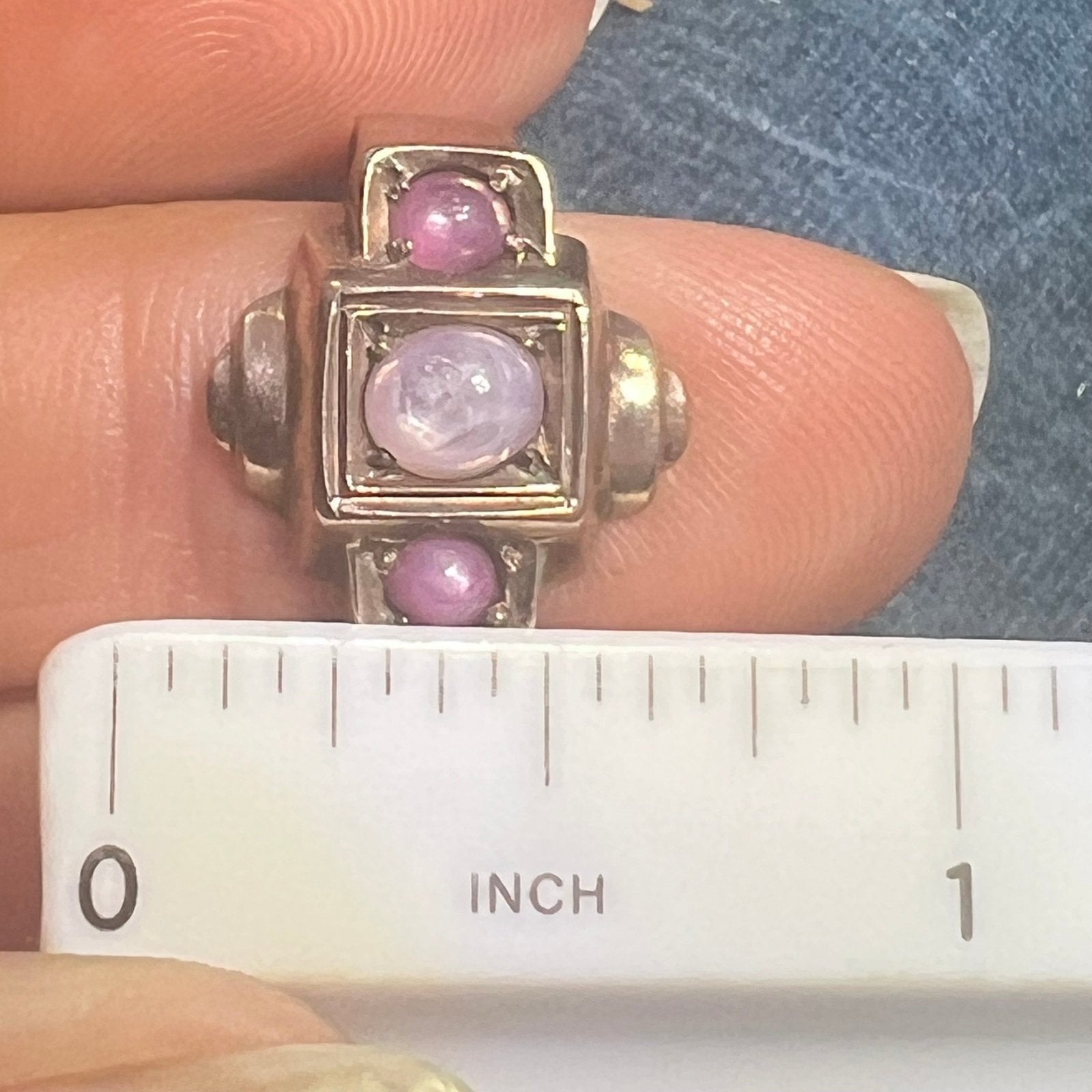9k 10k Gold Pink + Lavender Star Sapphire Art Deco Ring *Video*