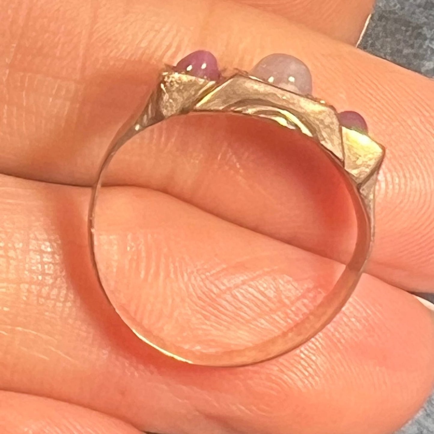 9k 10k Gold Pink + Lavender Star Sapphire Art Deco Ring *Video*