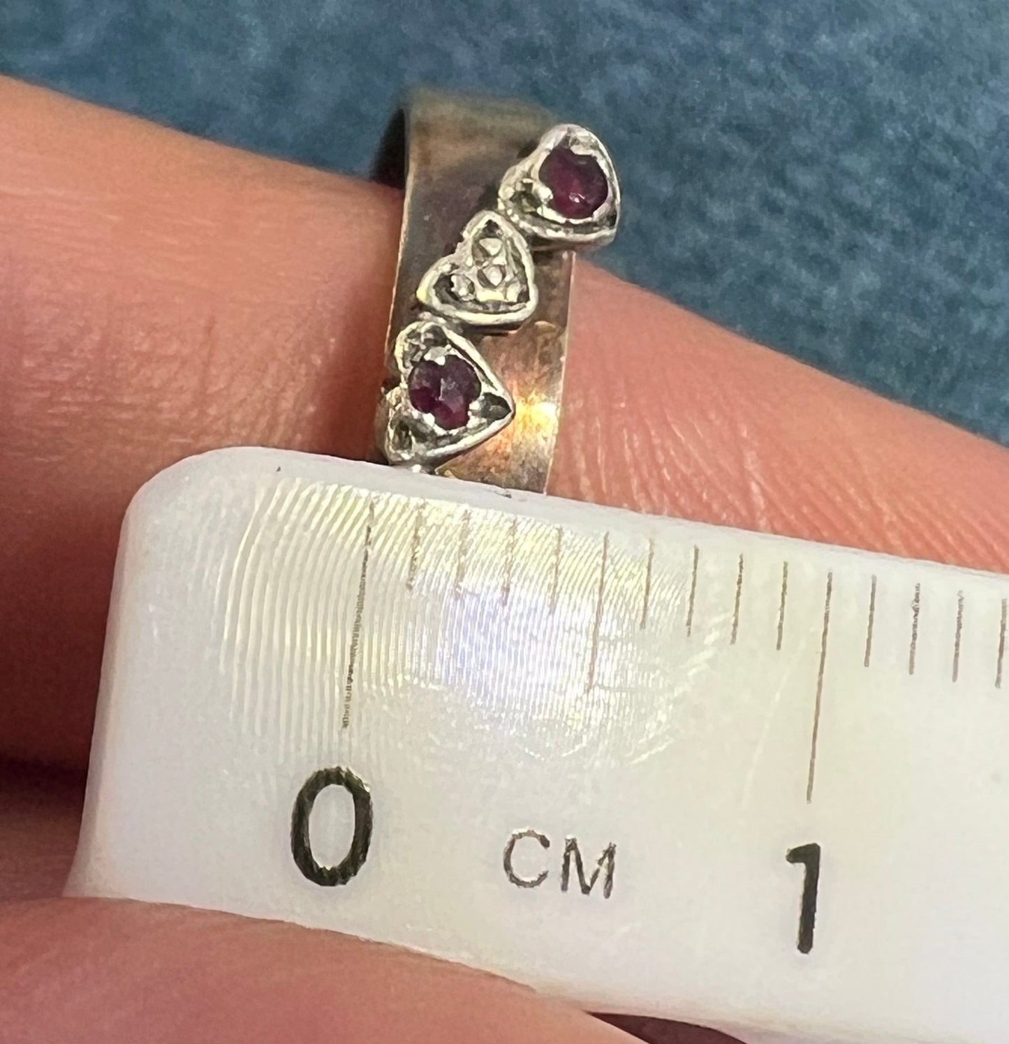 9k - 10k Rose Gold Ruby Sweet Hearts Stacking Band. Engagement Ring Guard