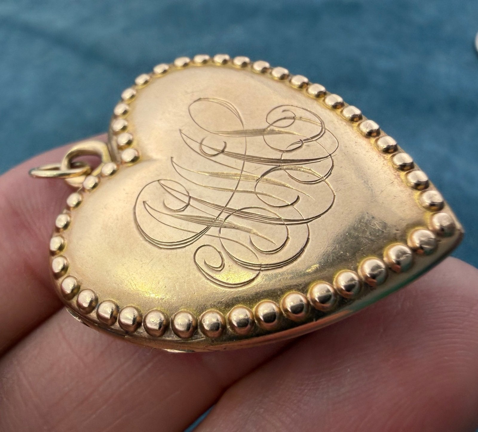 9k Gold Heart Locket Pendant w Gypsy Set Diamonds. XL 8g + 1.2" *Video*