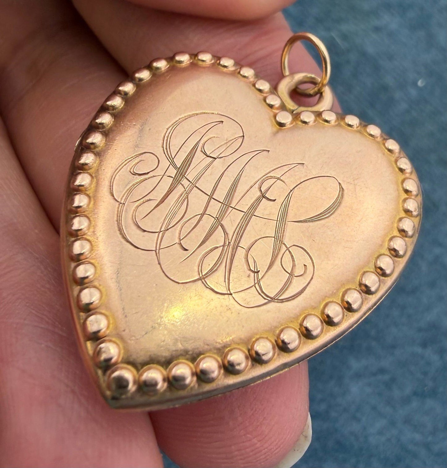 9k Gold Heart Locket Pendant w Gypsy Set Diamonds. XL 8g + 1.2" *Video*