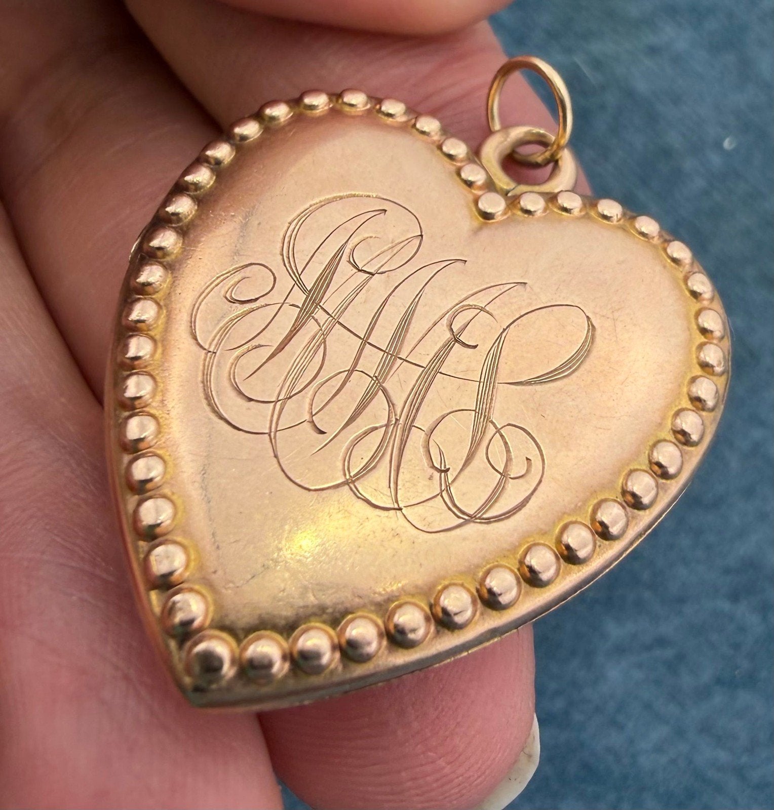 9k Gold Heart Locket Pendant w Gypsy Set Diamonds. XL 8g + 1.2" *Video*