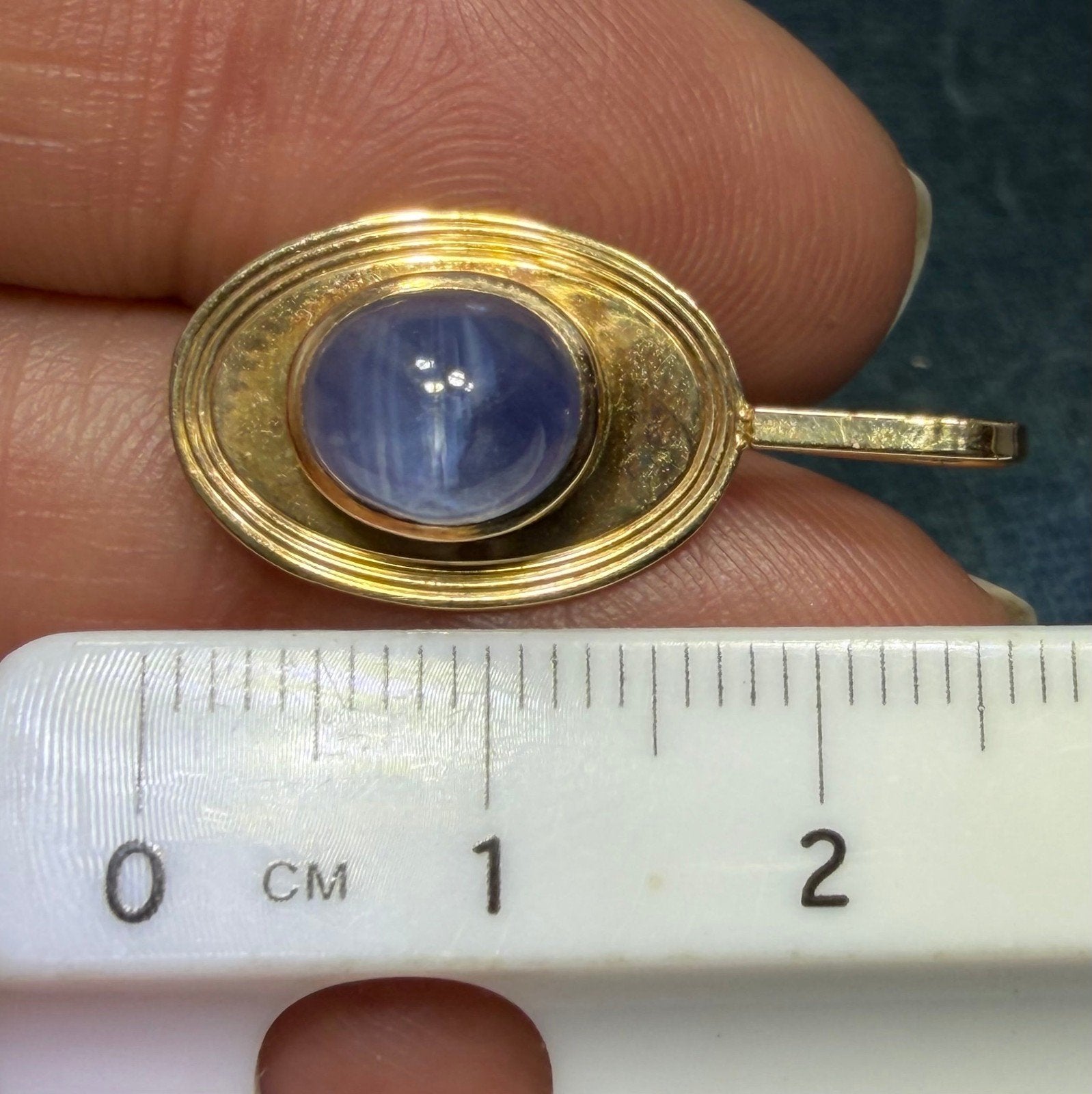 9k Gold Lavender Blue Star Sapphire Antique 1" Pendant w 14k Bail *Video*