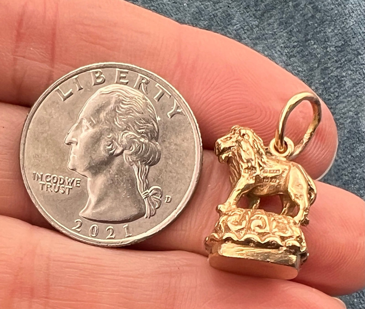 9k tests 10k Gold Standing Lion Pendant. Victorian Watch Fob 1" + 6.7g *Video*